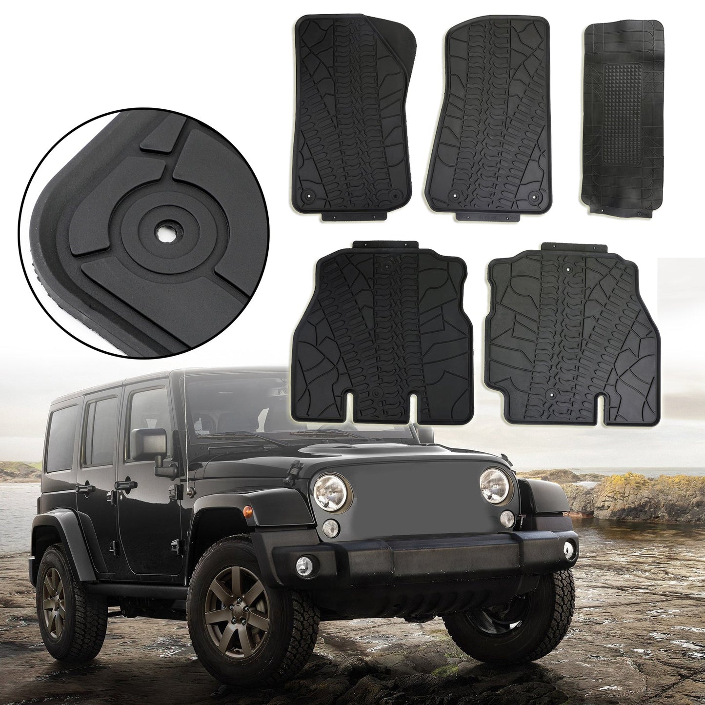 Floor Mats Liners for 2018-2020 Wrangler JL 4-Door Unique TPE