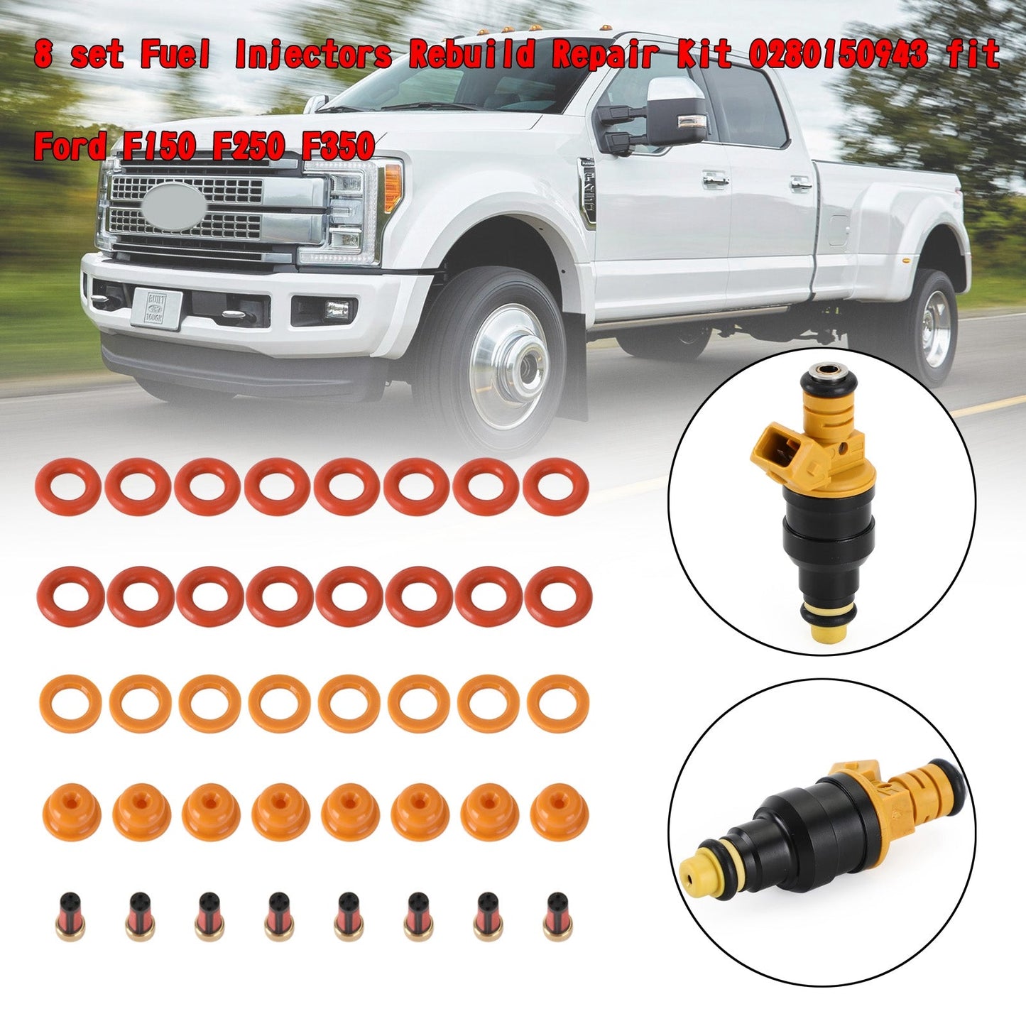 8 set Fuel Injectors Rebuild Repair Kit 0280150943 fit Ford F150 F250 F350