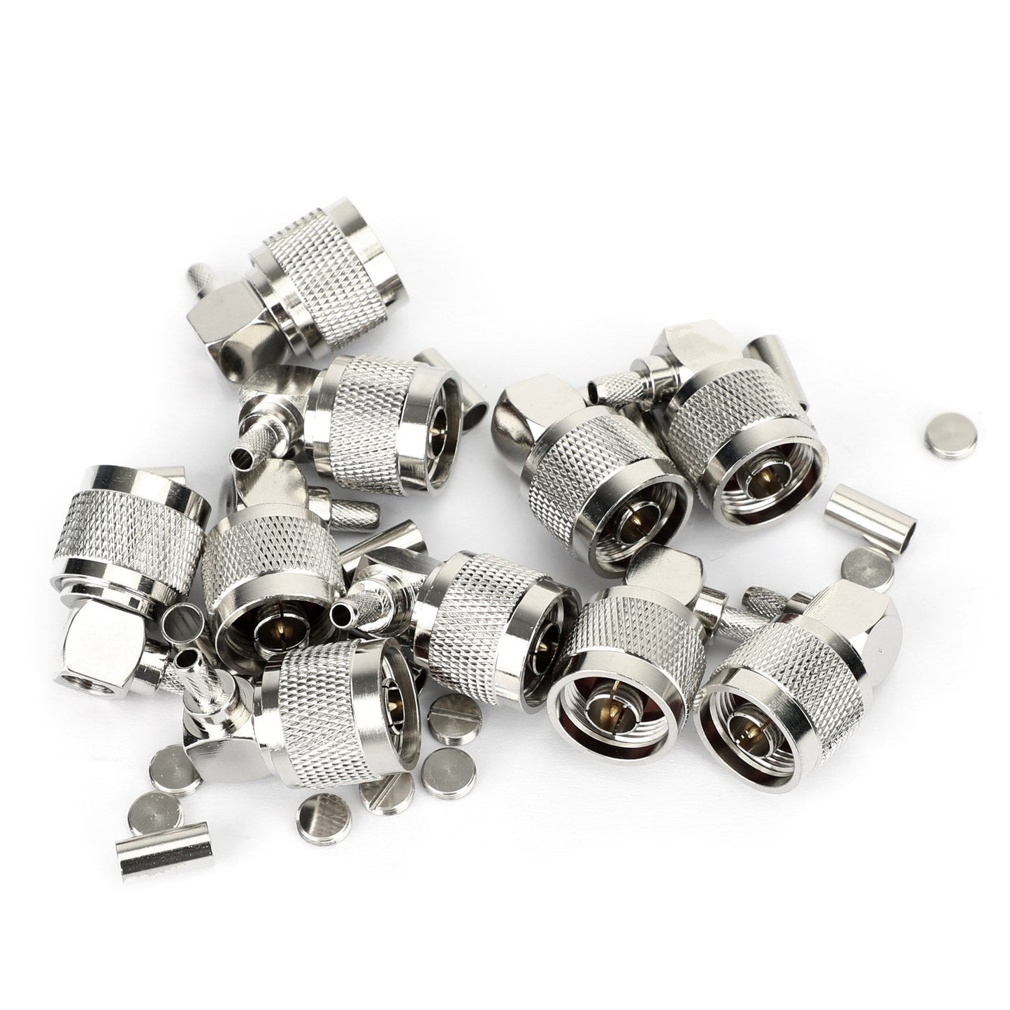 10Pcs Connector N Male Crimp 90° RG58 RG142 LMR195 RG400 Cable Right Angle