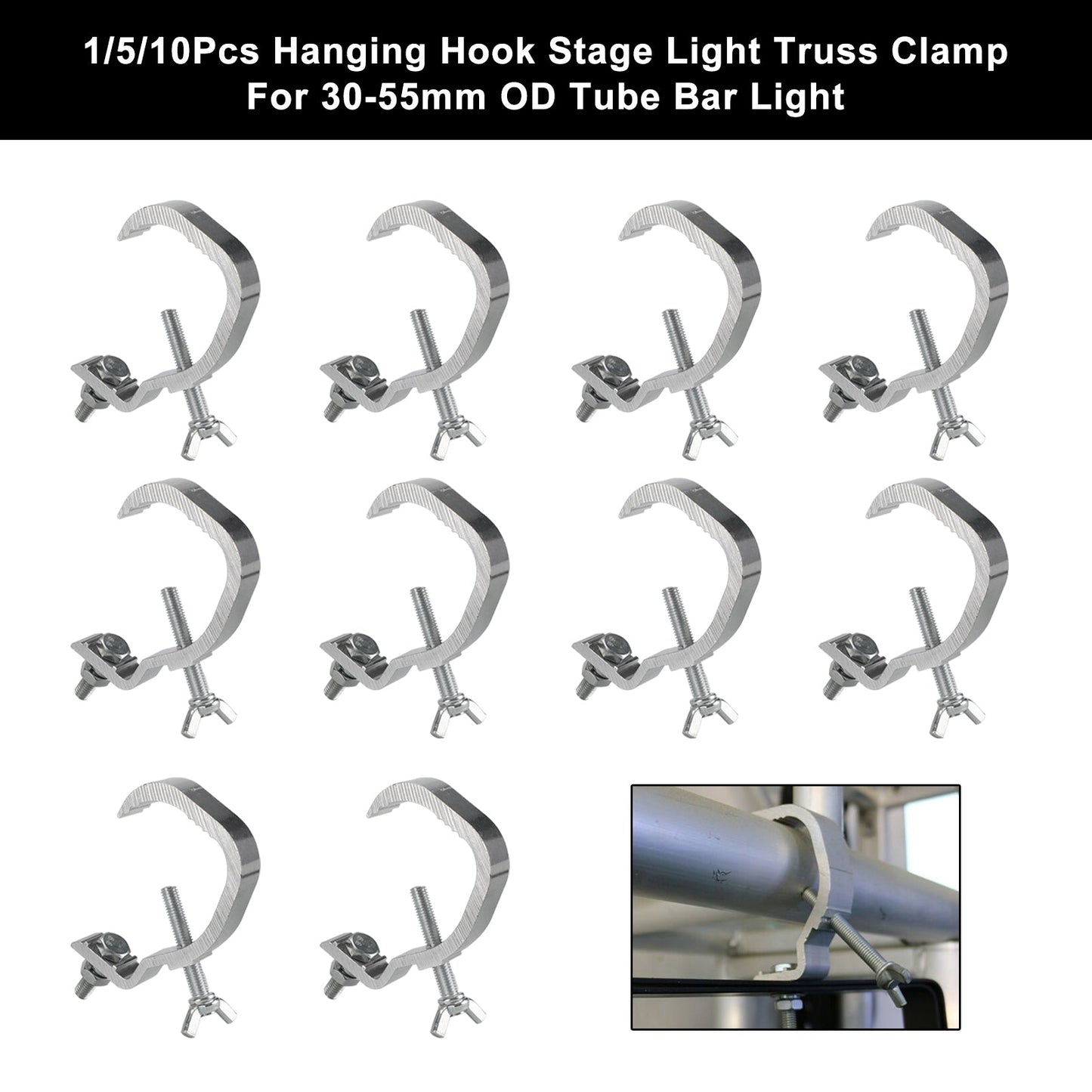 1/5/10Pcs Hanging Hook Stage Light Truss Clamp For 30-55mm OD Tube Bar Light