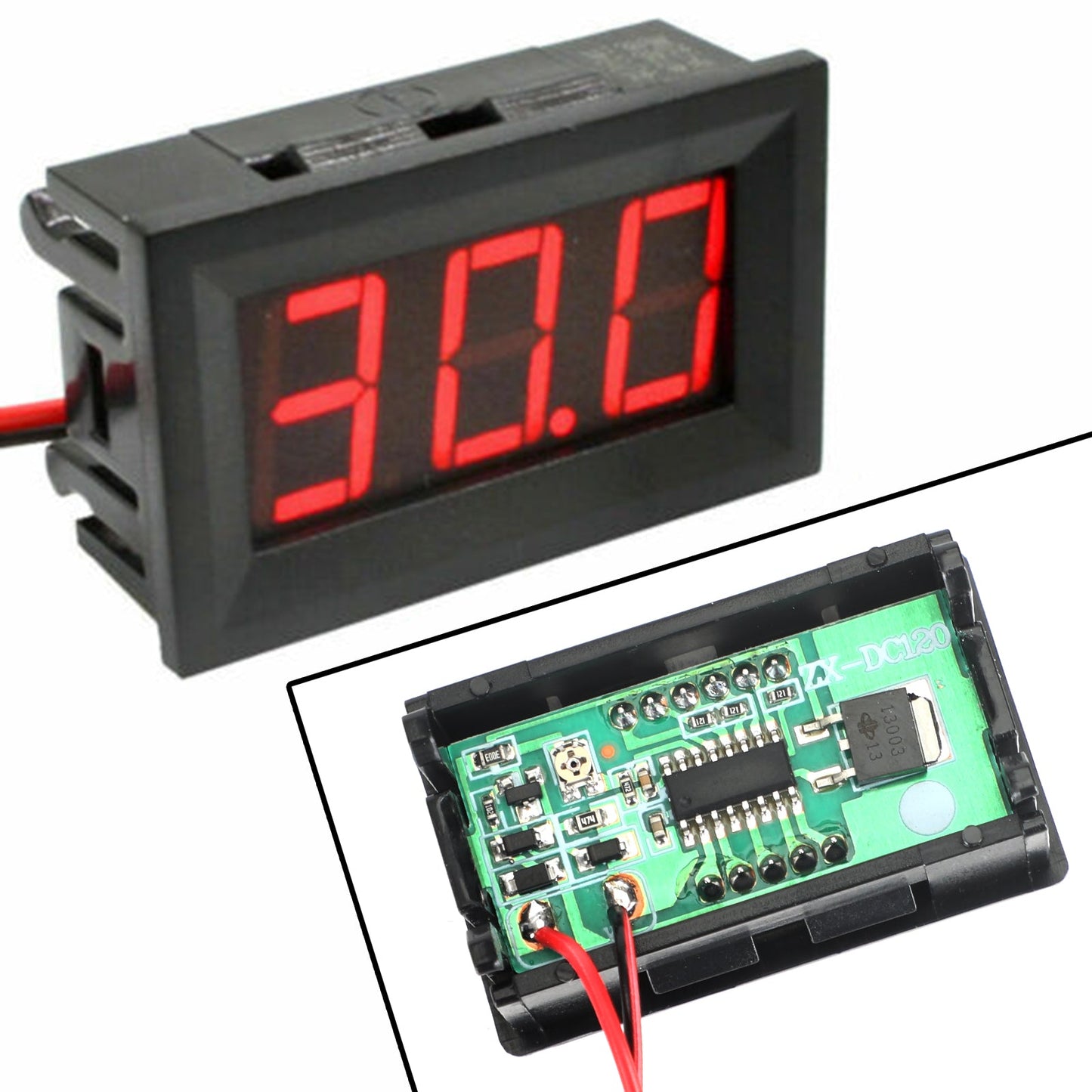 5Pcs Dc5-120V 0.56" 2 Wire Led Digital Display Panel Voltmeter Volt Tester Blue