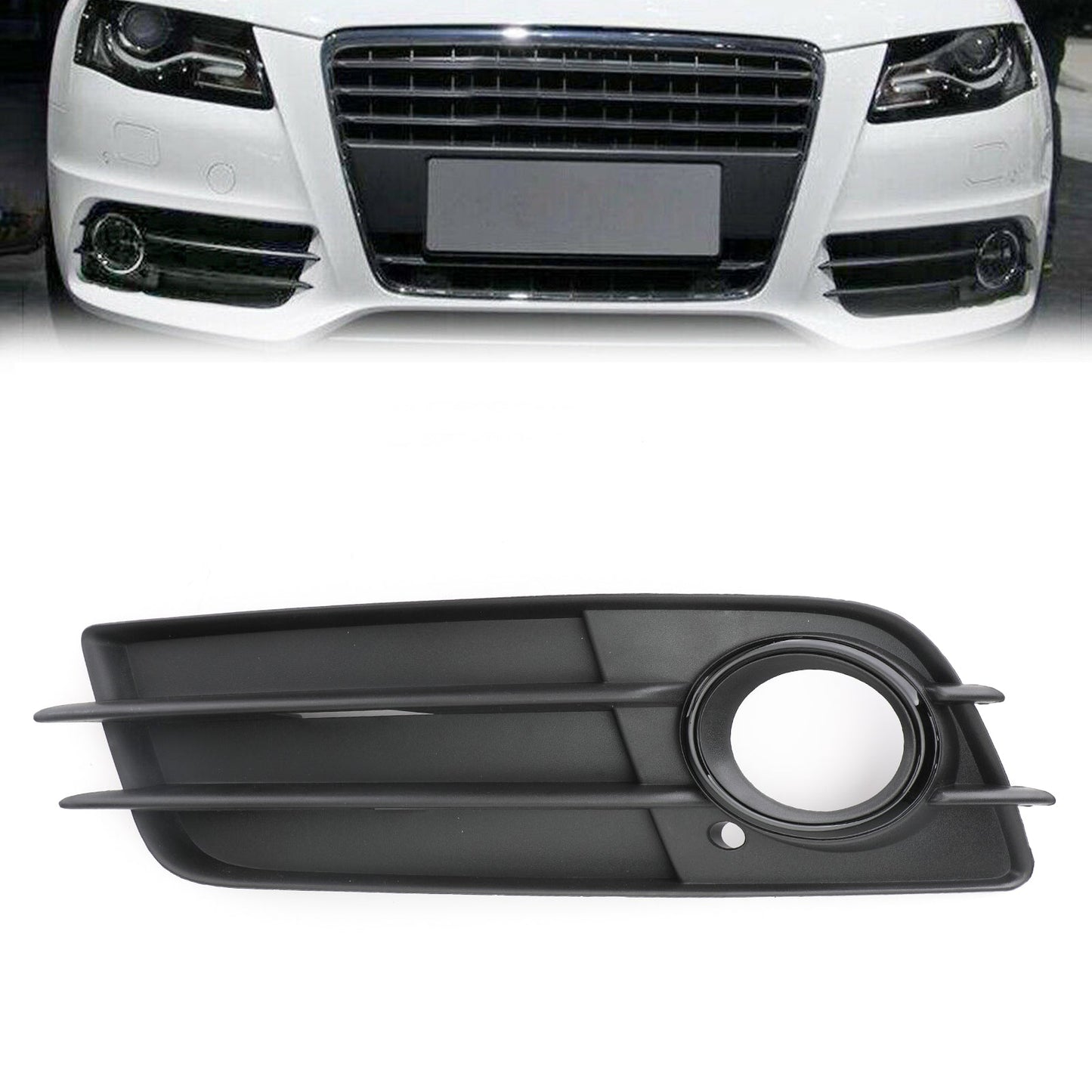 8K0807681C 2008-2012 AUDI A4 B8 Left Side Matte Black Fog Light Grill S-Line Bumper