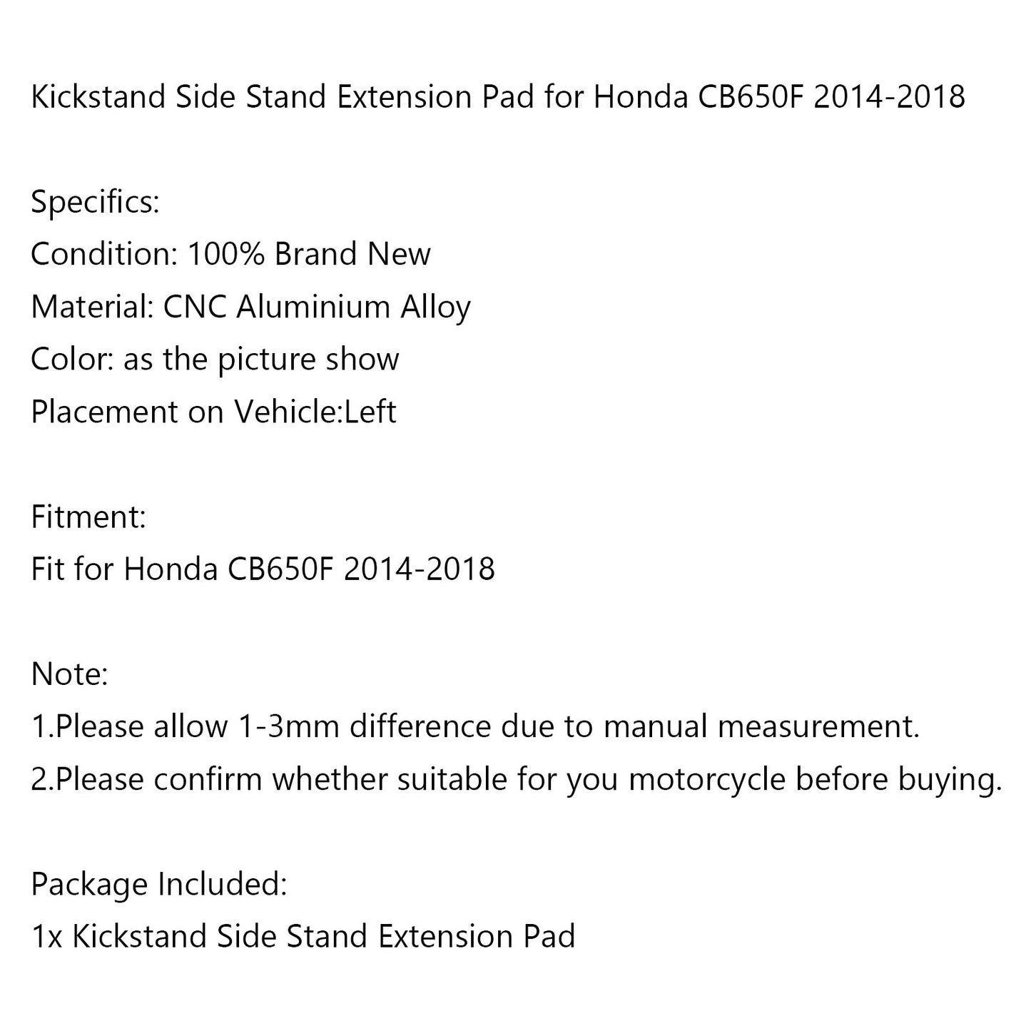 Kickstand Sidestand Enlarge Plate Pad For Honda CB650F CBR650F 14-18