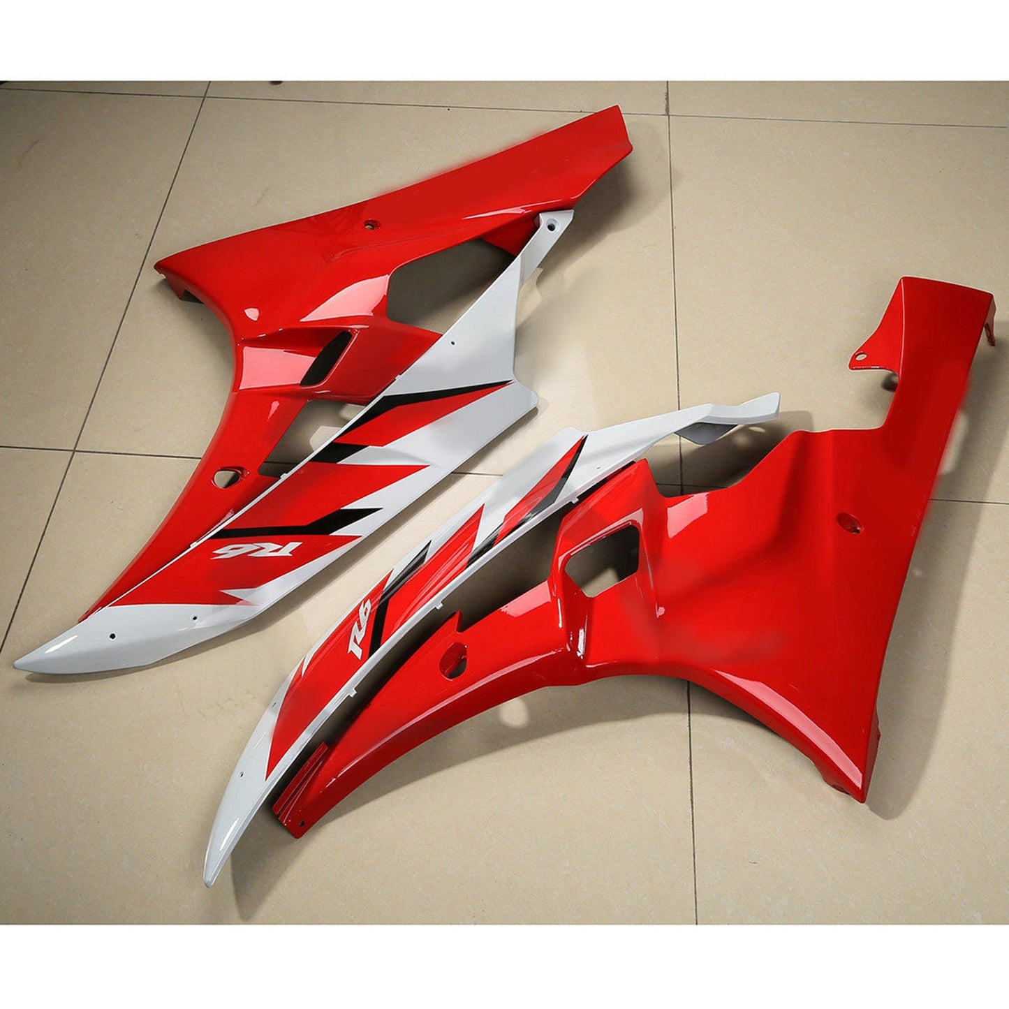 2006-2007 Yamaha YZF R6 YZF-R6 Red White ABS Fairing Bodywork Set #24