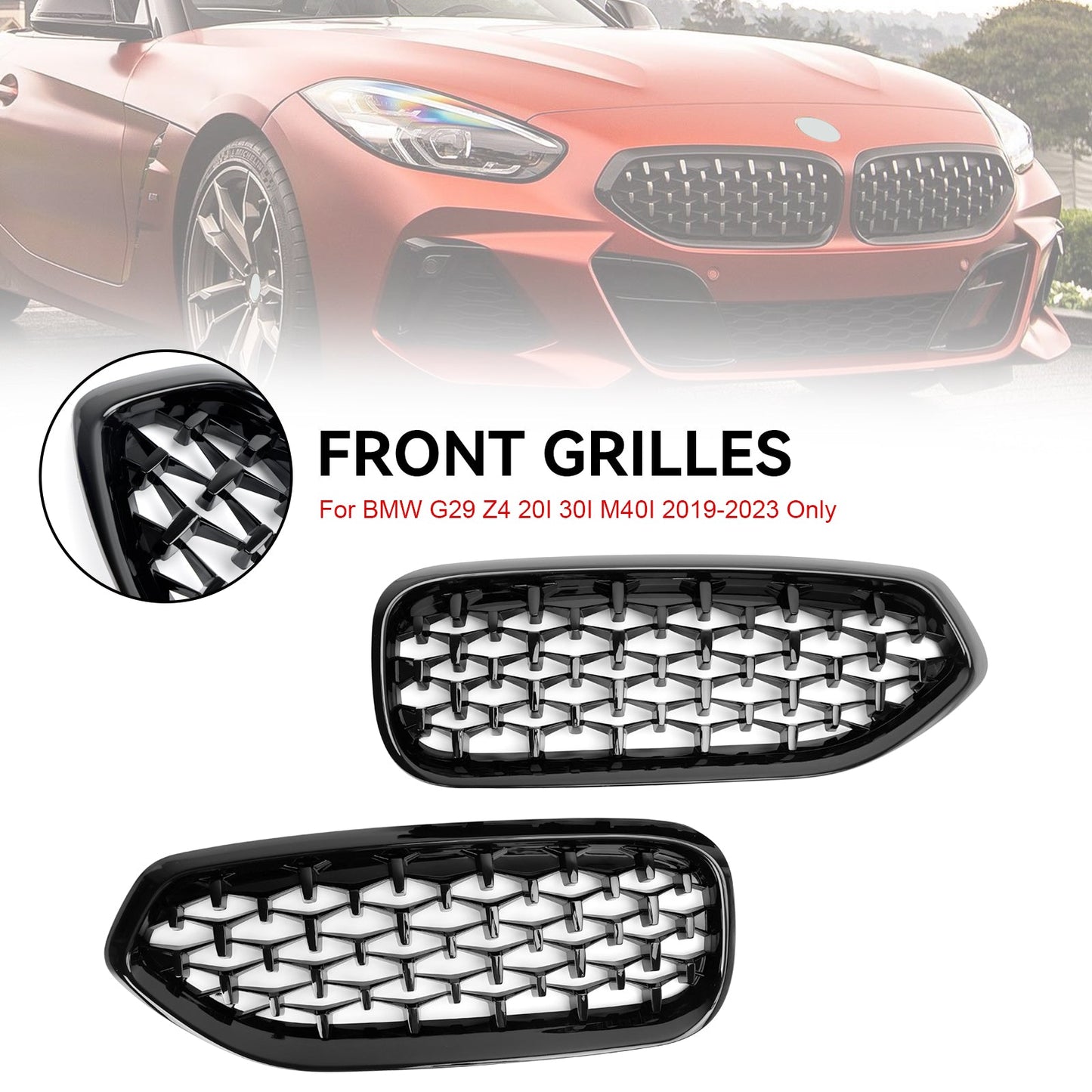 2019-2023 BMW G29 Z4 Diamond Style Gloss Black Front Kidney Grill Grille