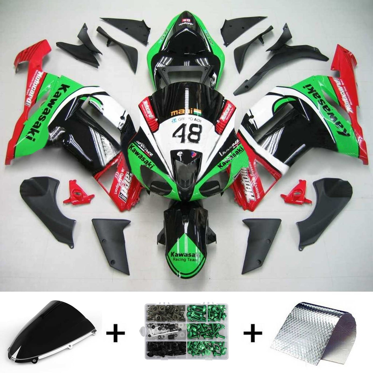 2007-2008 Kawasaki ZX6R 636 Amotopart Injection Fairing Kit Bodywork Plastic ABS #125