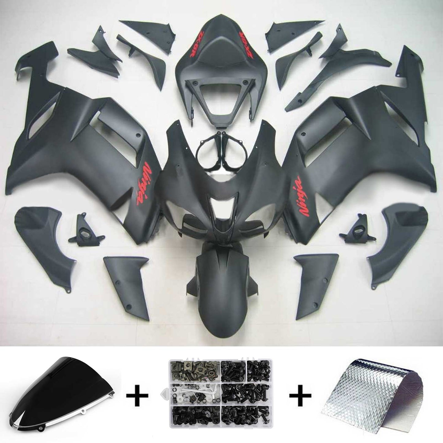 2007-2008 Kawasaki ZX6R 636 Amotopart Injection Fairing Kit Bodywork Plastic ABS #116