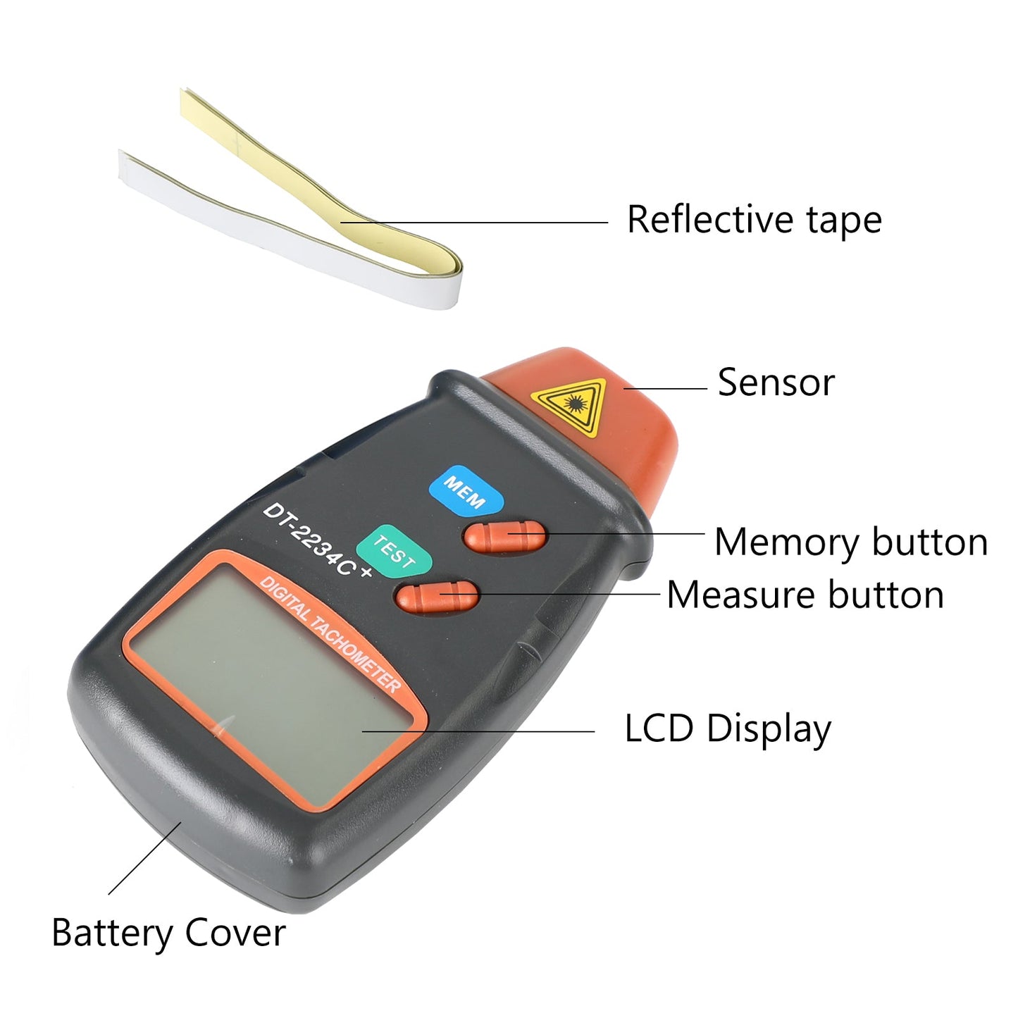 Digital Non Contact Tachometer Laser Photo RPM Tach Meter Motor Speed Gauge