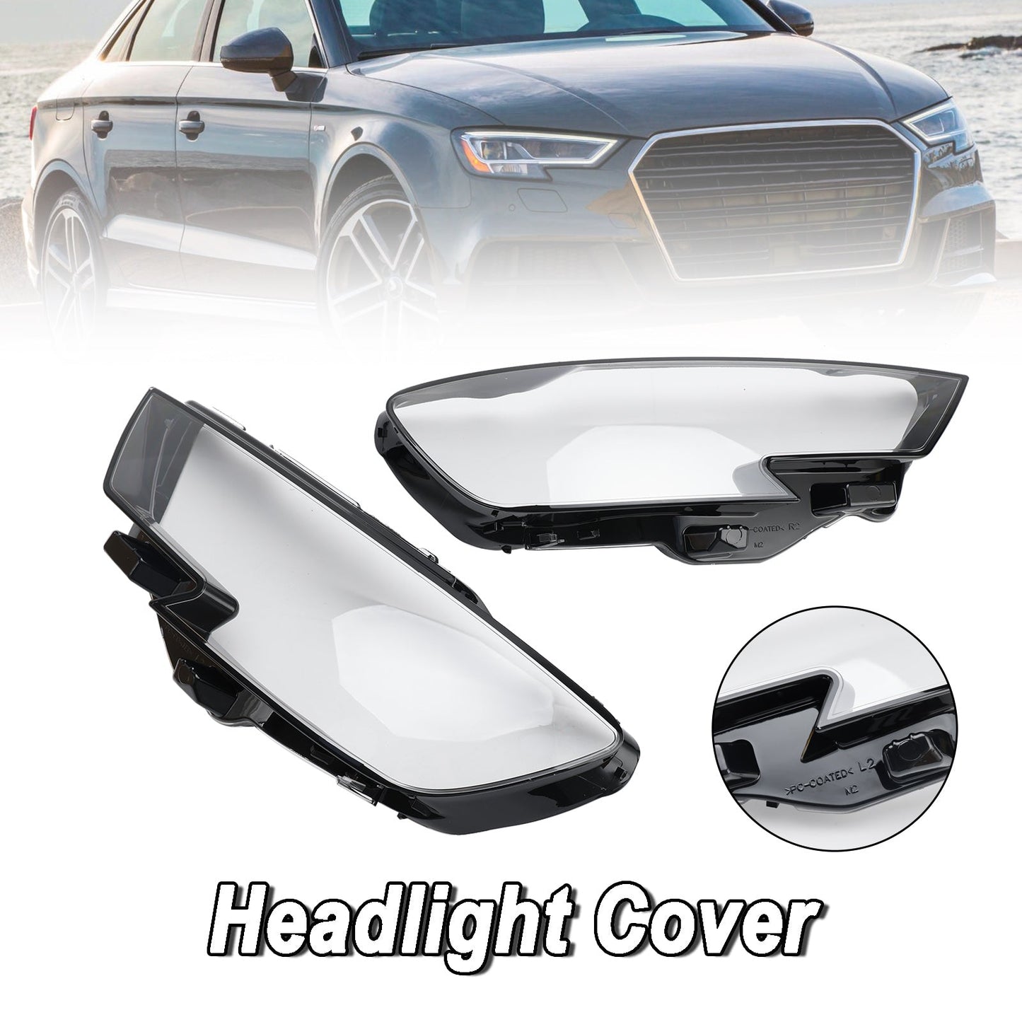 2017-2020 Audi A3 Headlight Lens Plastic Cover Shell 8V0941783 84 Left +Right