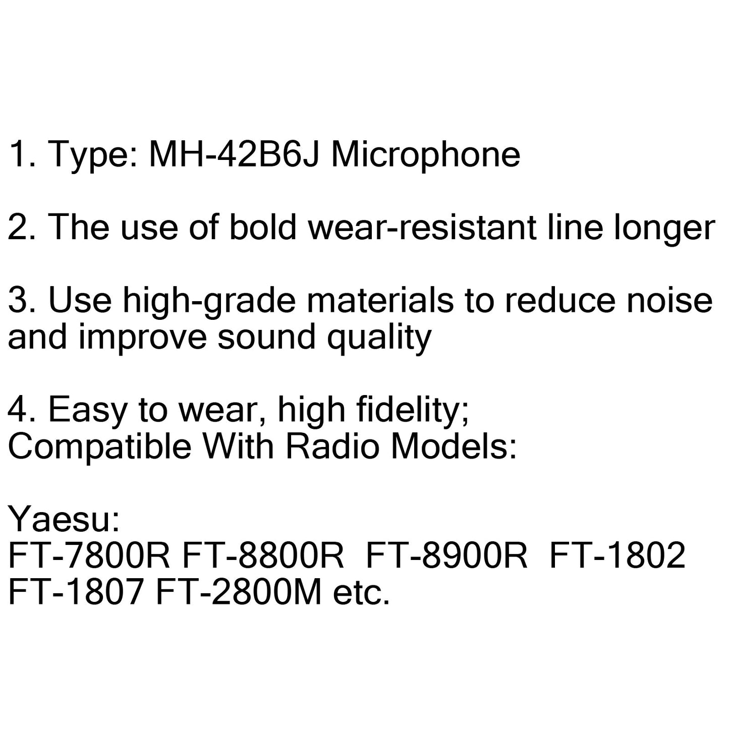 1Pcs MH-42B6J DTMF Microphone For Yaesu FT-1807M FT-1900R FT-2600 FT-2800 Radio