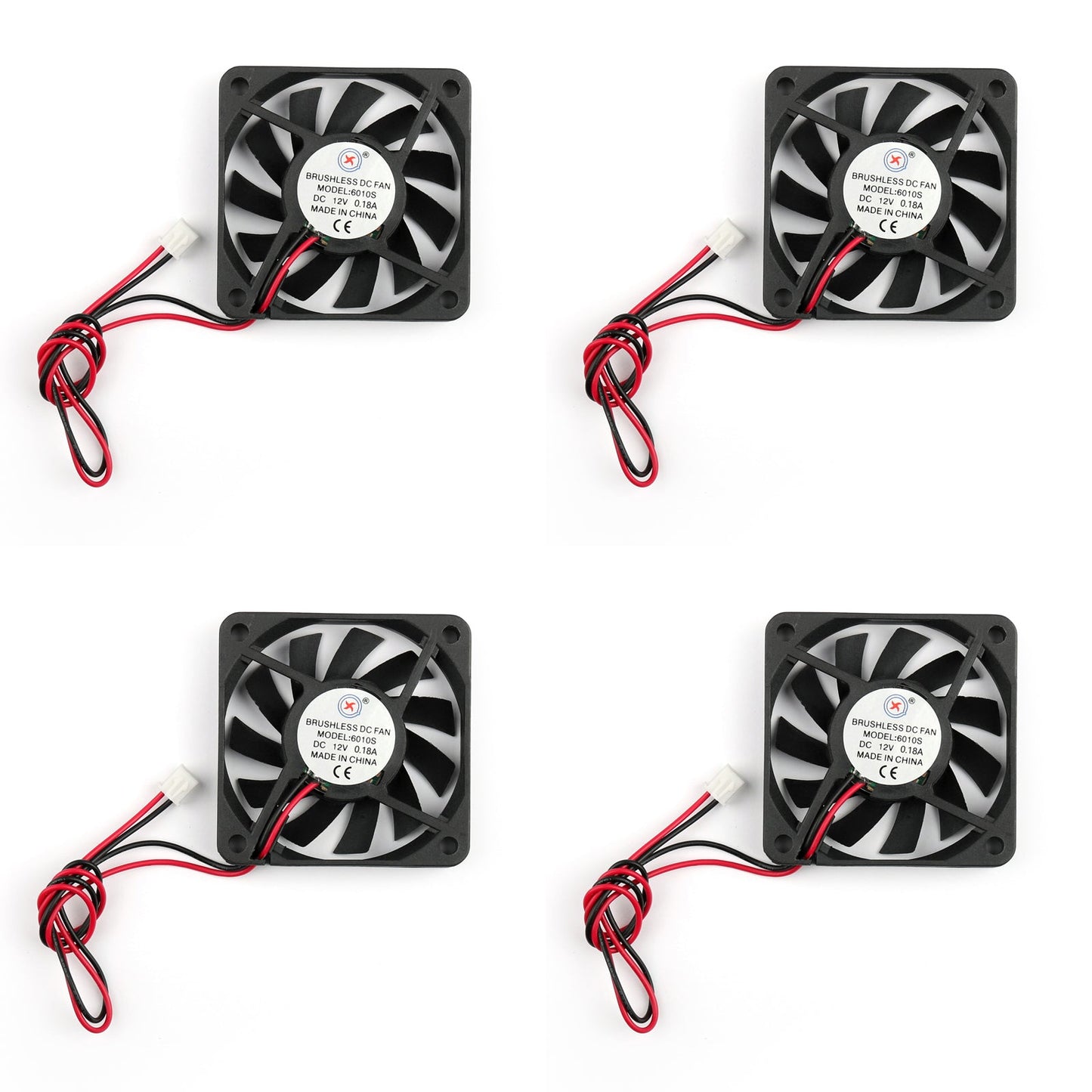 4Pcs DC Brushless Cooling Fan 12V 0.18A 6010s 60x60x10mm 2 Pin CUP Computer Fan