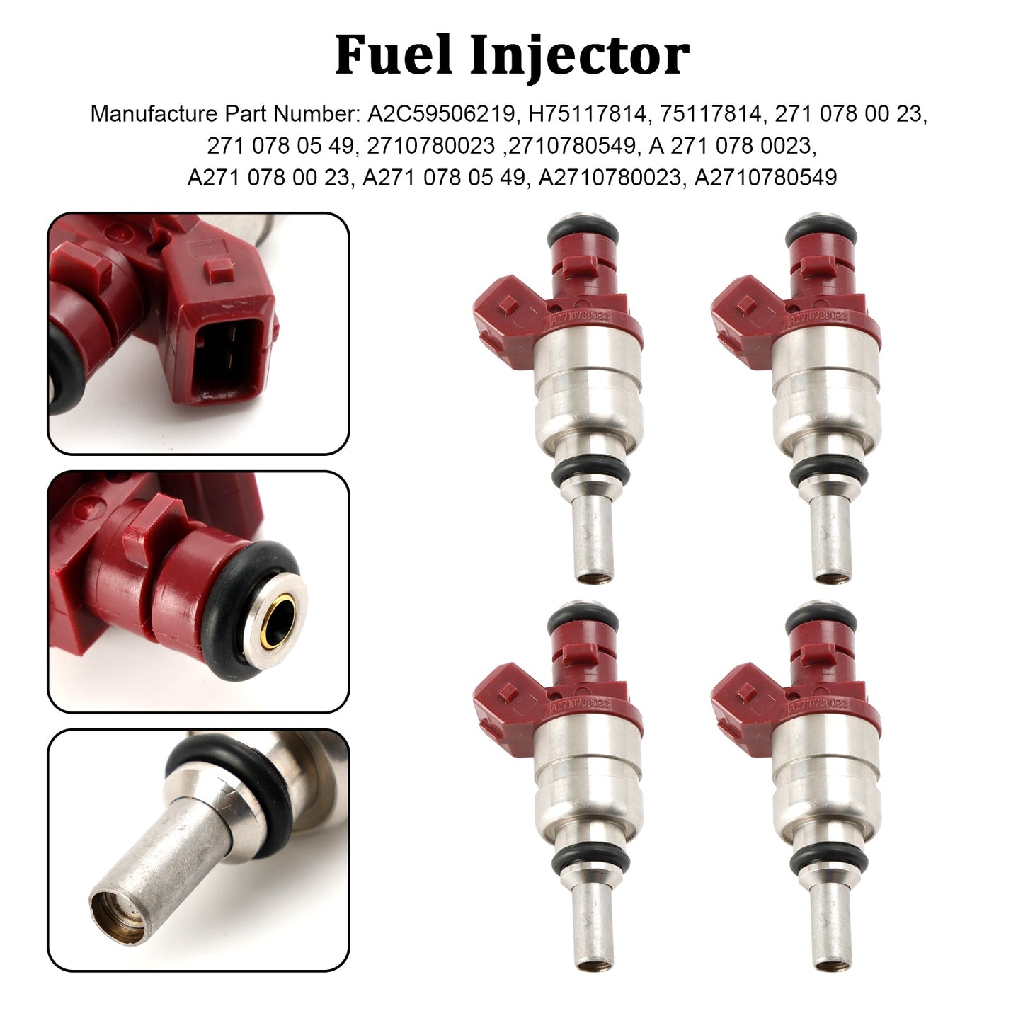 4PCS Fuel Injector A2710780023 Fit Mercedes Benz C-Class CLK-Class 1.8L