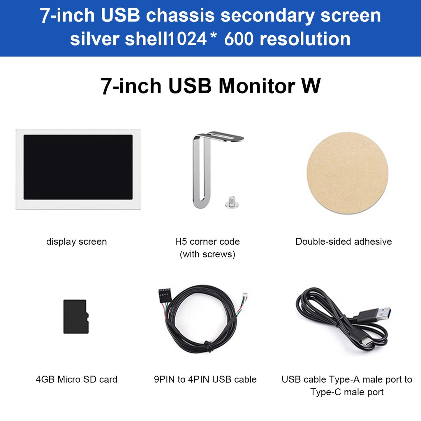 5/7-inch USB Computer Case Secondary Screen IPS Table-Mounted Atmosphere Screen