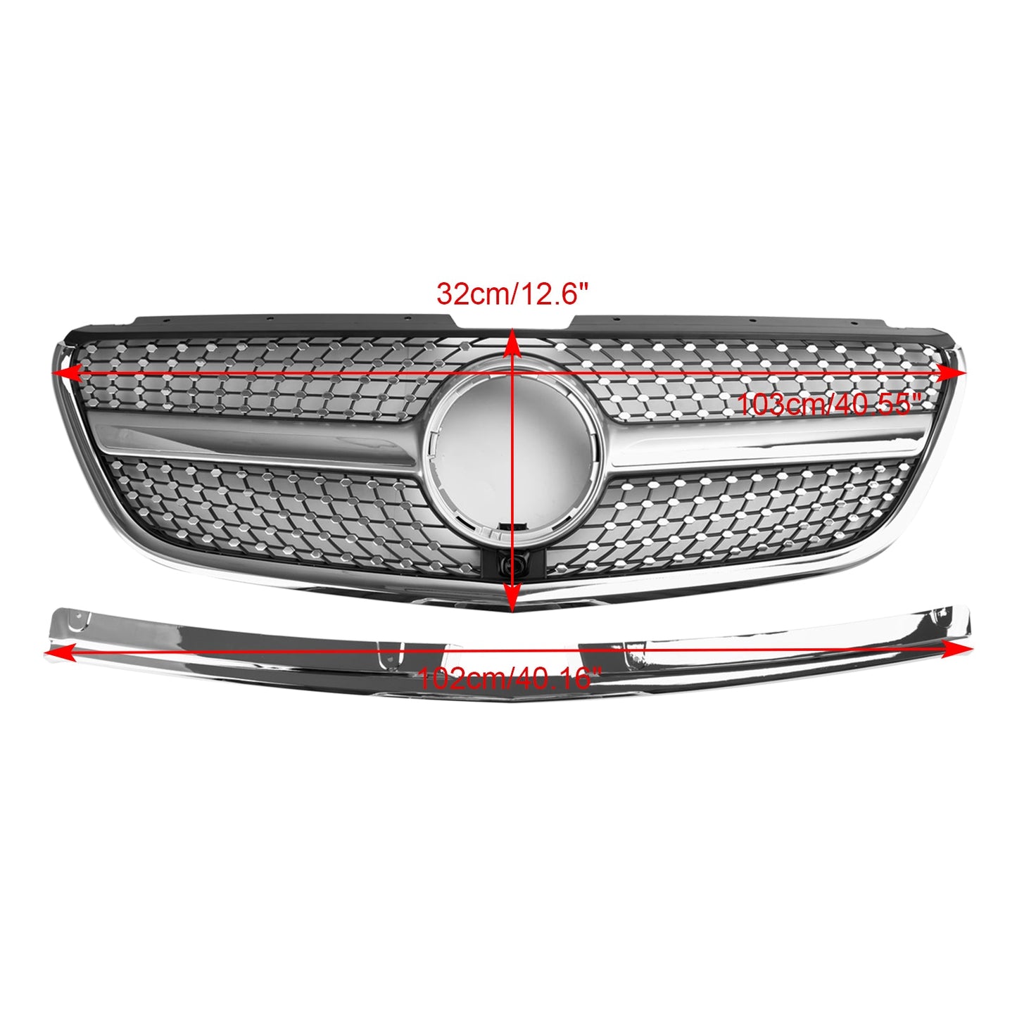 2015-2019 Mercedes Vito W447 GT Stlye Diamond Front Bumper Grill Grille