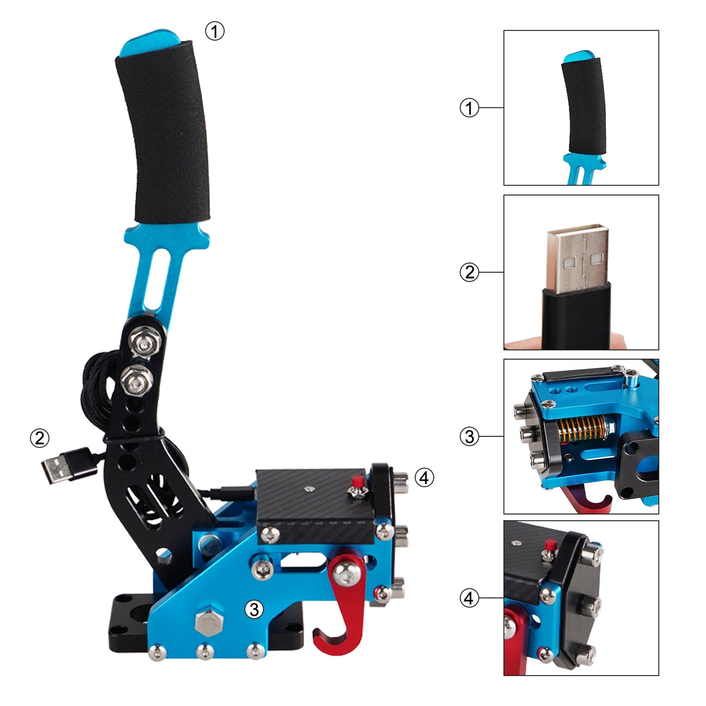 G29 14Bit PS4/PS5 USB Handbrake Kits for Racing Games Steering Wheel Stand Blue