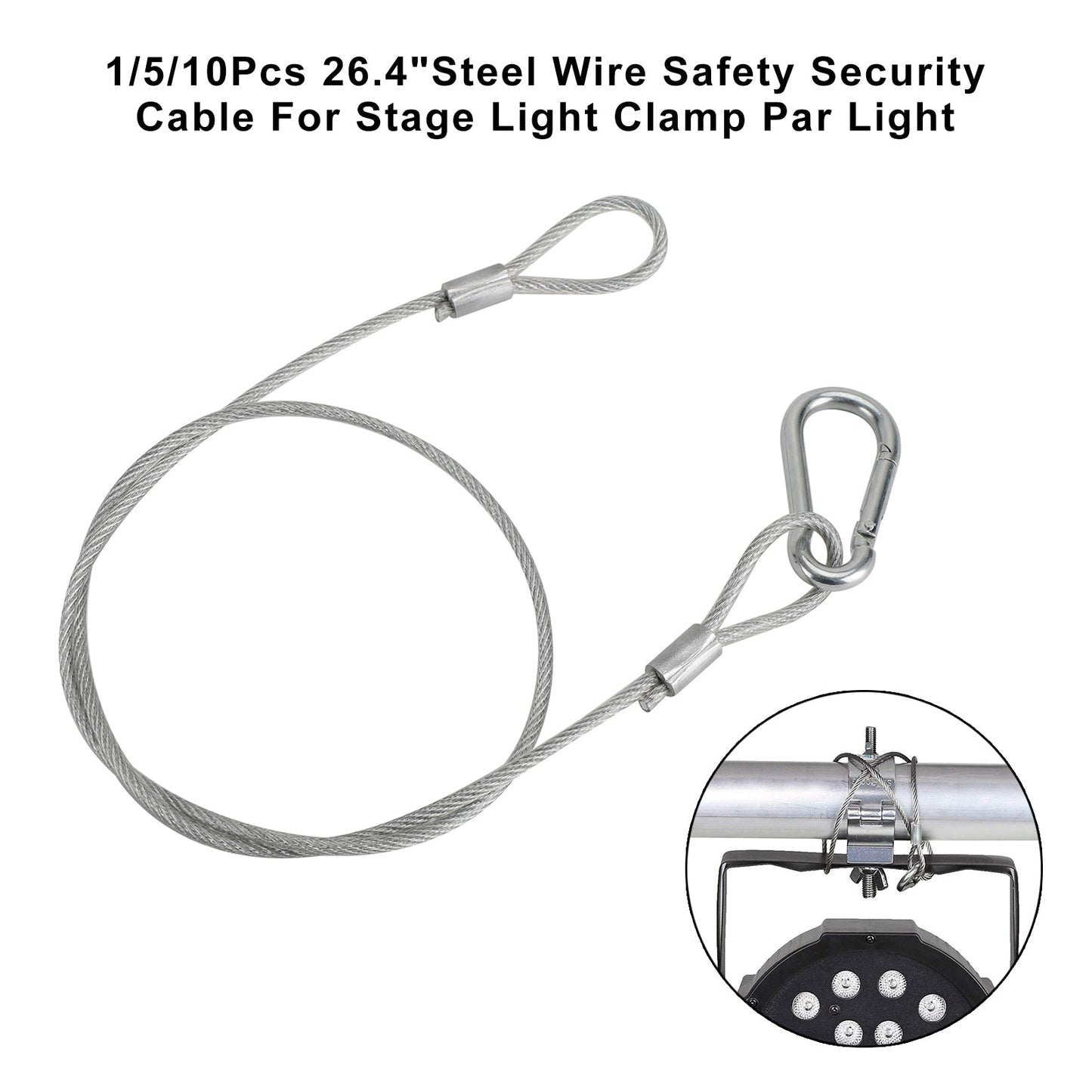 1/5/10Pcs 26.4"Steel Wire Safety Security Cable For Stage Light Clamp Par Light