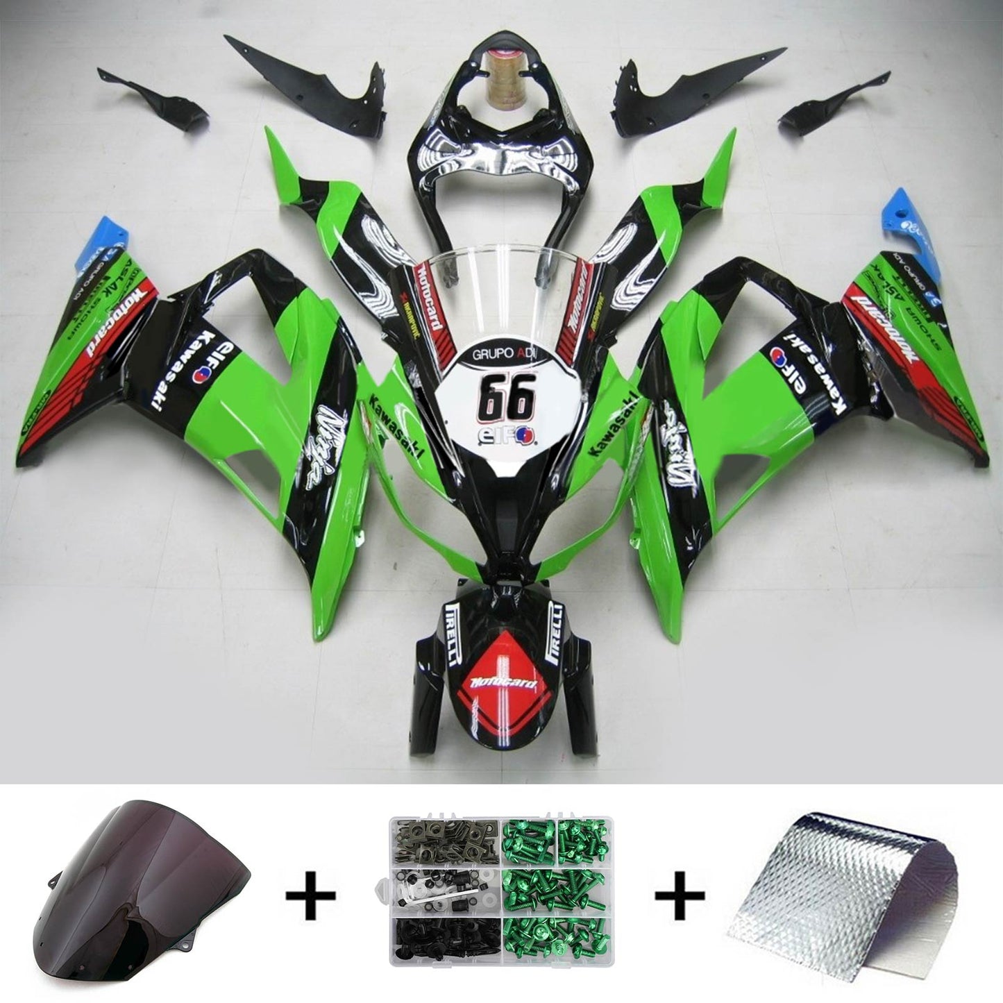 2013-2018 Kawasaki ZX6R 636 Amotopart Injection Fairing Kit Bodywork Plastic ABS #110