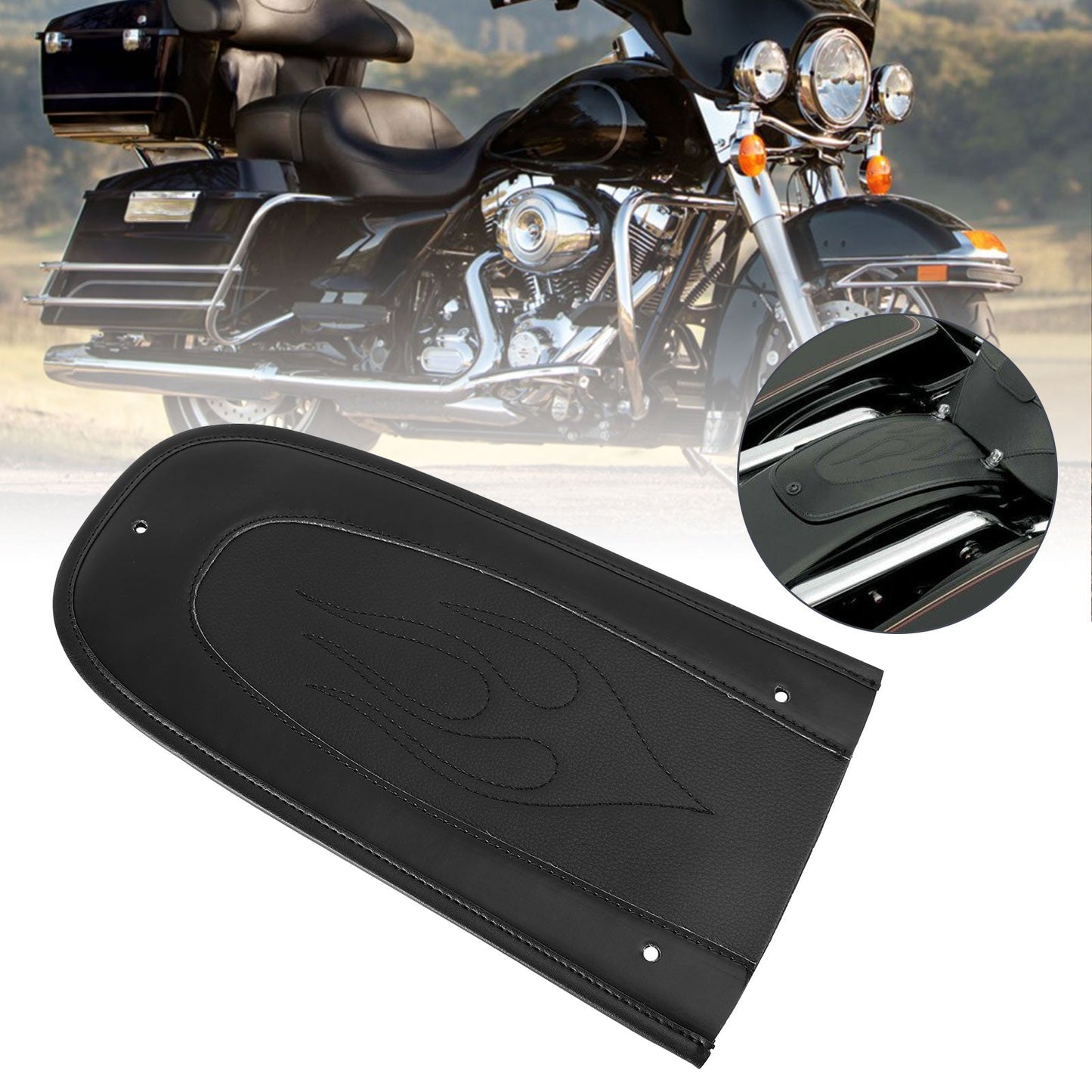 Flame Stitch PU Leather Rear Fender Bib Solo Seat For Touring Electra Road Glide