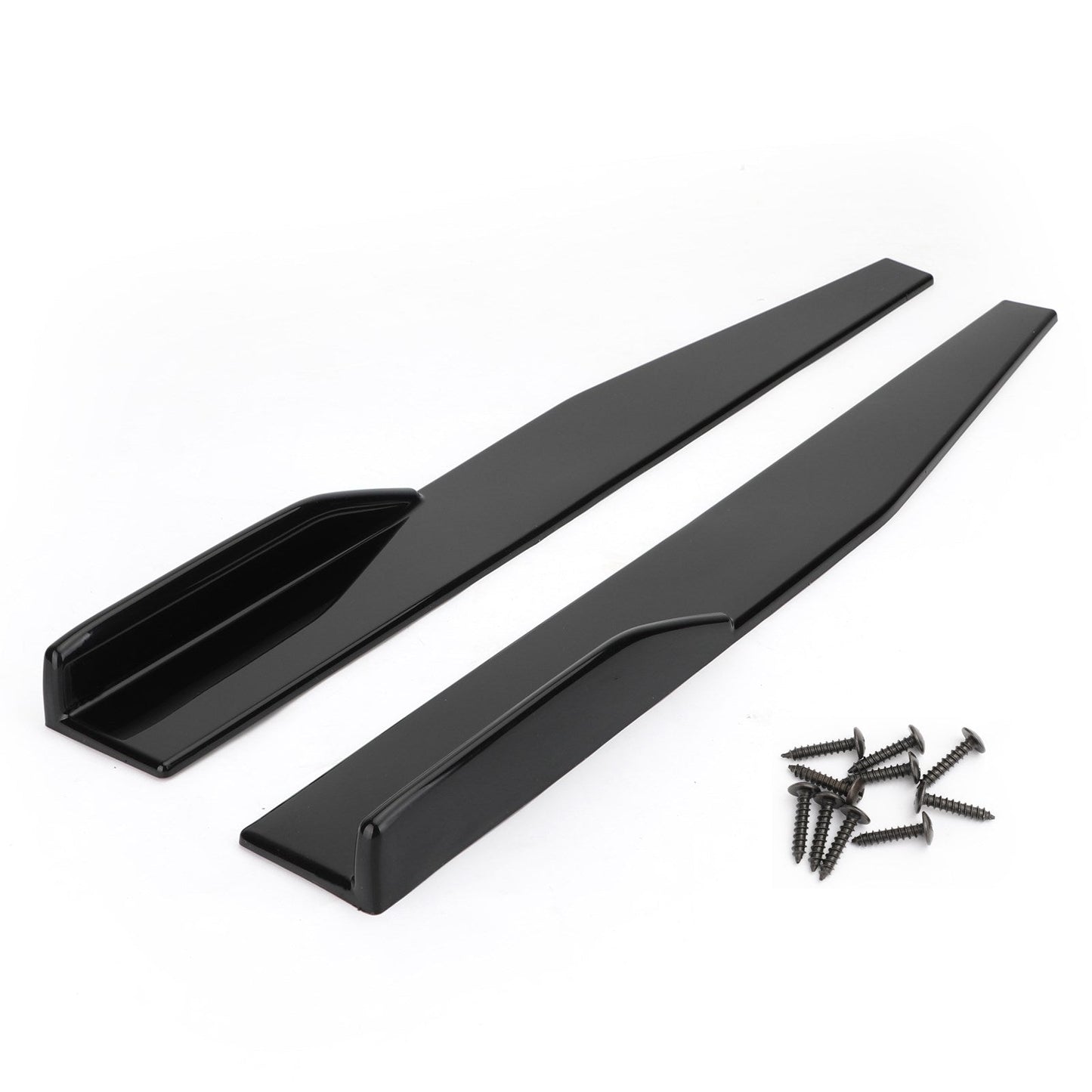 Pair 86cm Car Gloss Black Side Skirts Rocker Splitters Diffuser Winglet Wings