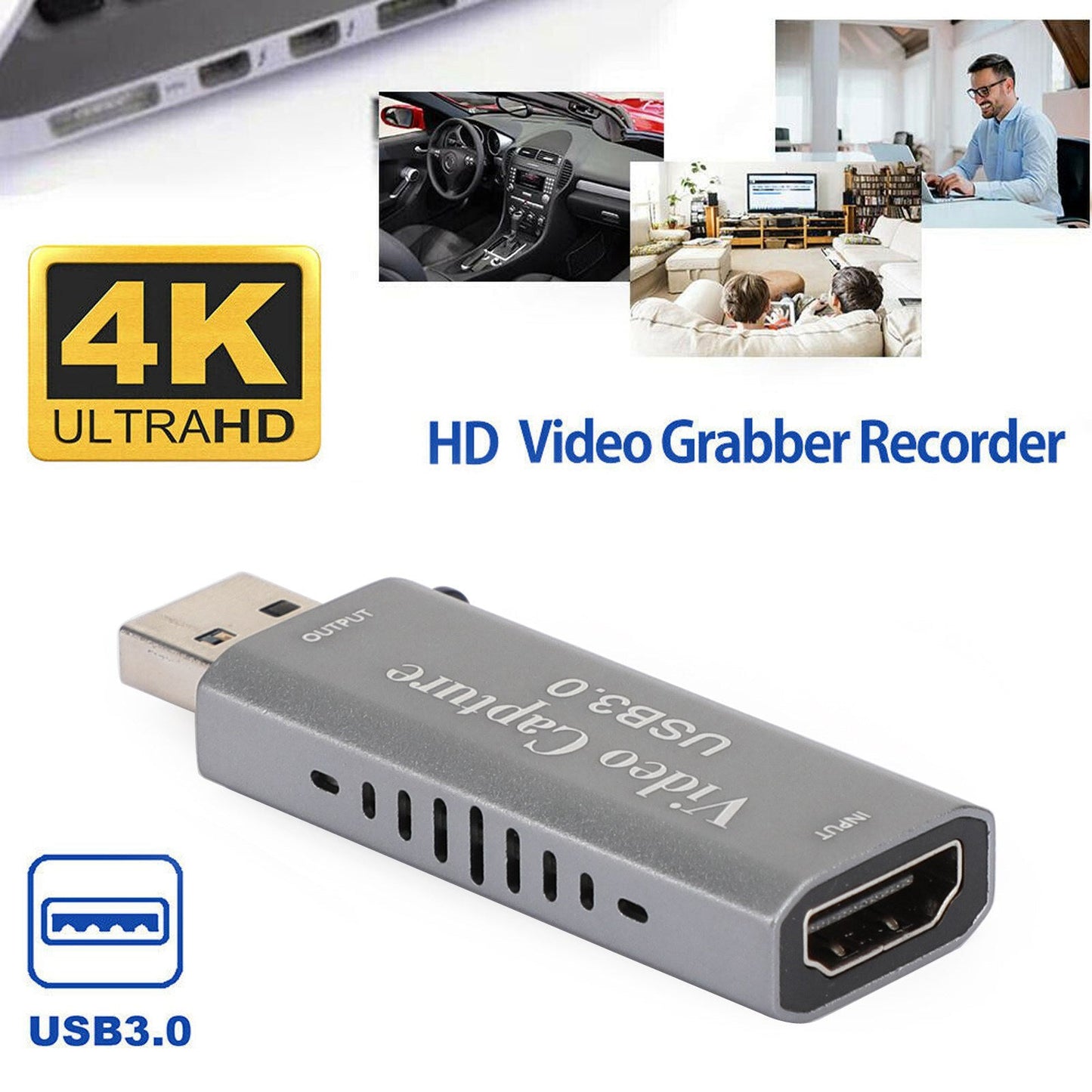 4K 60fps HD to USB 3.0 Video Capture Card Game Live Streaming Recorder Device