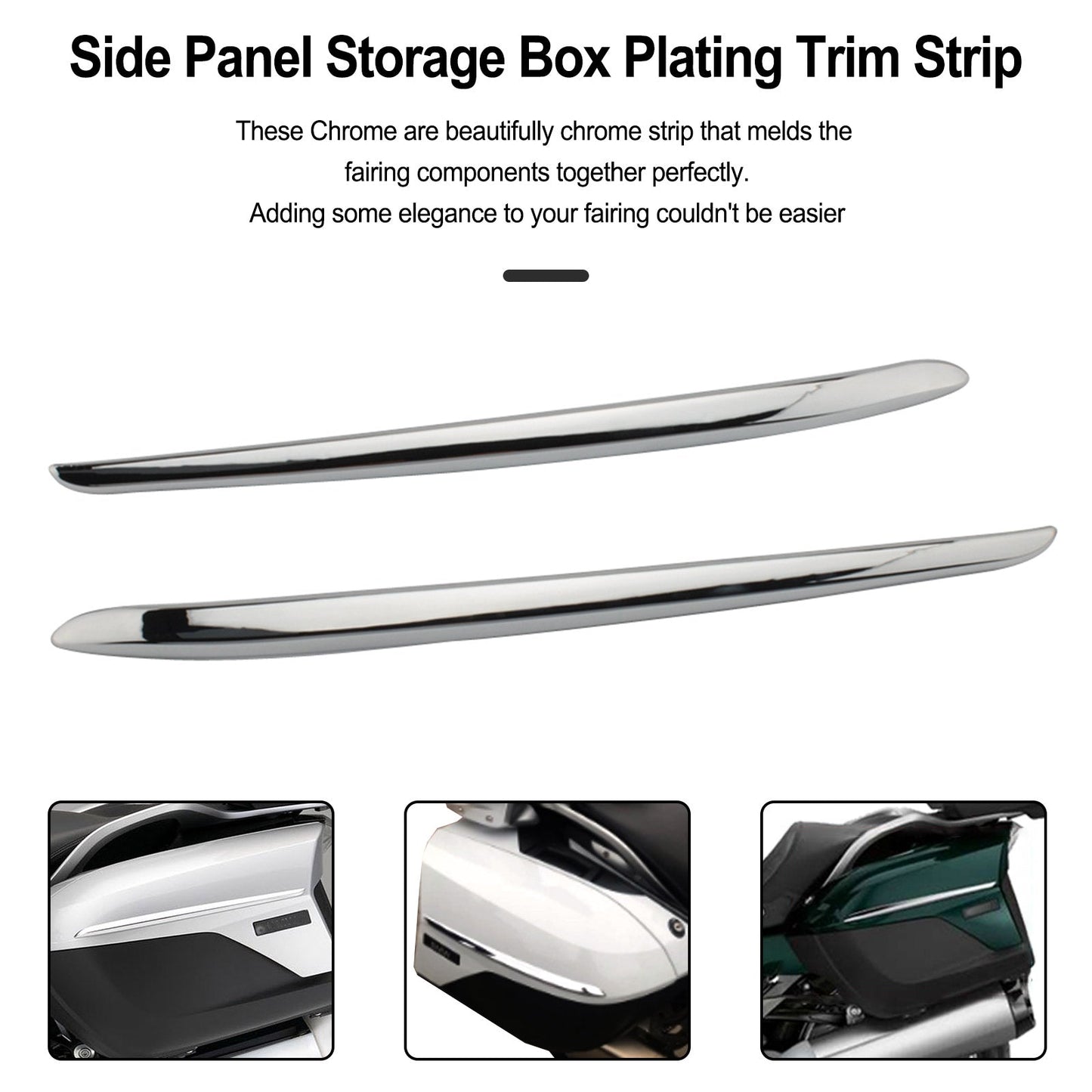 Chrome Side Panel Storage Box Plating Trim Strip For BMW K1600GTL 2011-2018