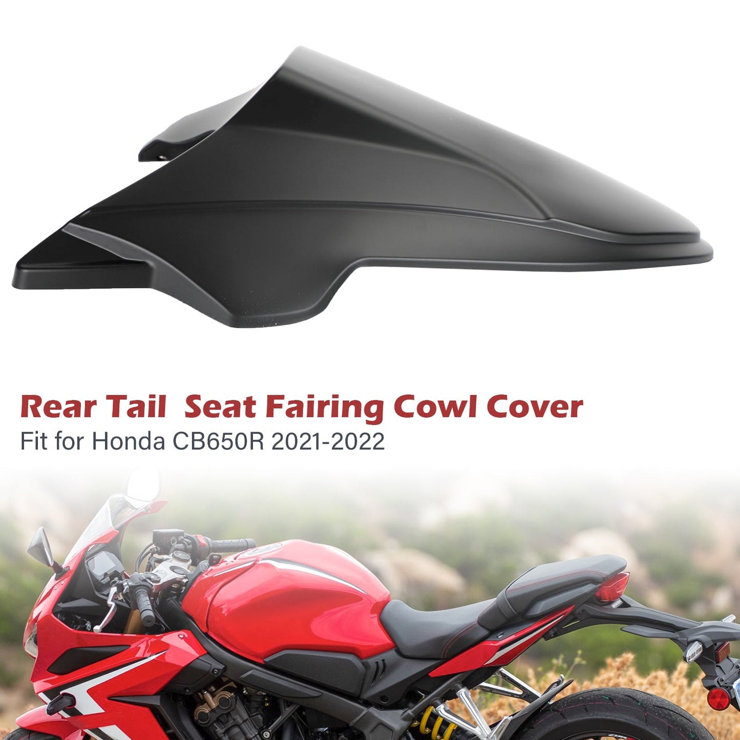 Rear Tail Seat Fairing Cowl Cover for Honda CB650R CBR650R 2021-2022 Black