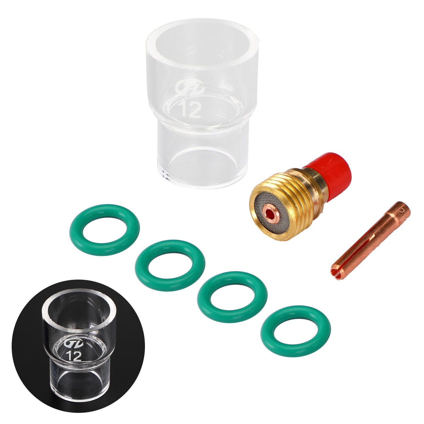 7pcs TIG Welding Torch Stubby Gas Lens Glass Cup Kit For WP-9/20/25