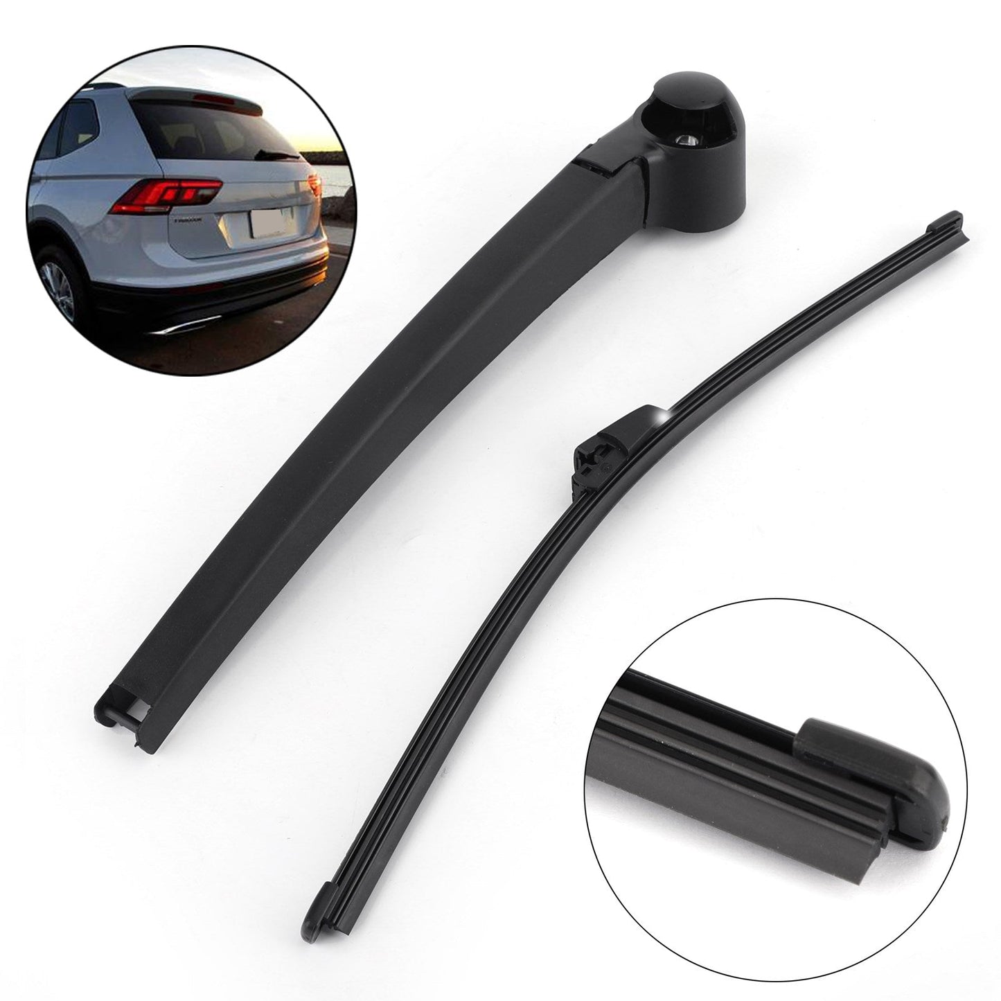Rear Window Windshield Wiper Arm Blade Set Fit For VW Tiguan 5N BJ 2007-2018 Black
