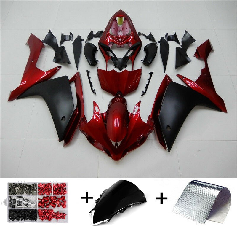 2007-2008 Yamaha YZF R1 Amotopart Fairing Black Red Fairing Kit