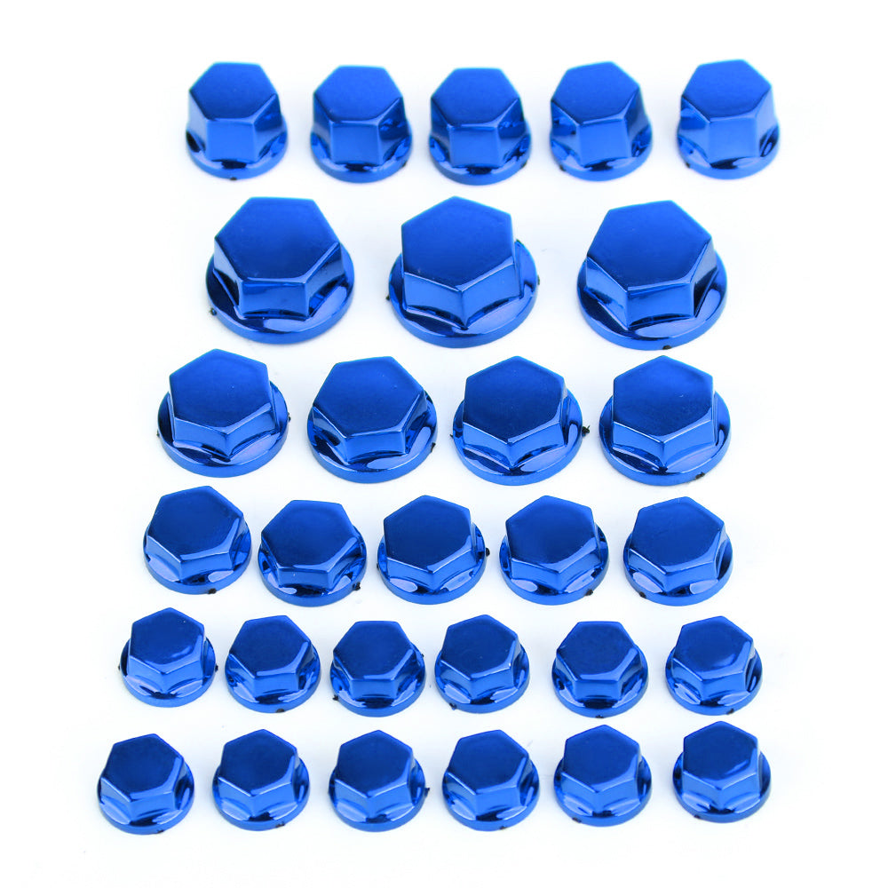 30pcs Motorcycle Black Plastic Hexagon Socket Screw Covers Bolt Nut Cap Cover