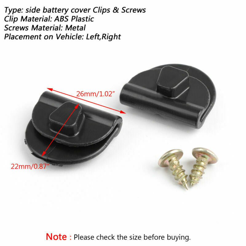 2pcs Battery Left Side Cover Clip + Screw for Harley Sportster 04-18 XL883 1200