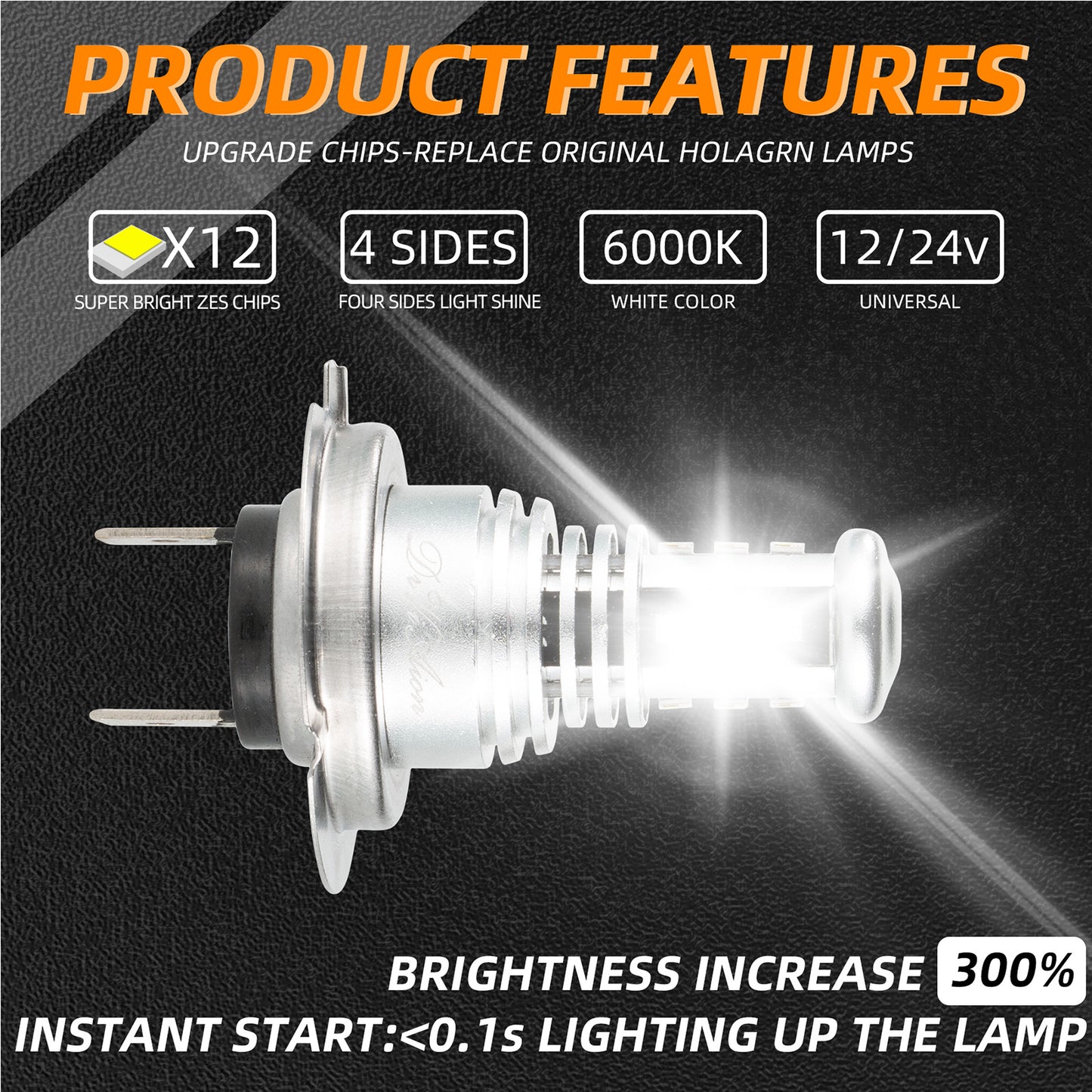 LED Headlight 6000K 2000W 300000LM Low Beam bulbs High Power
