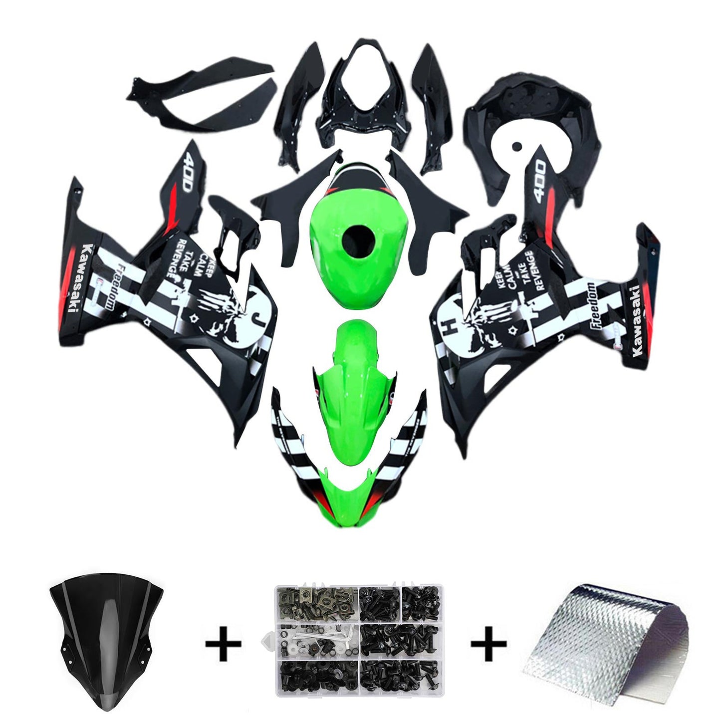2018-2023=4 Kawasaki EX400 Ninja400 Fairing Kit Bodywork Plastic ABS
