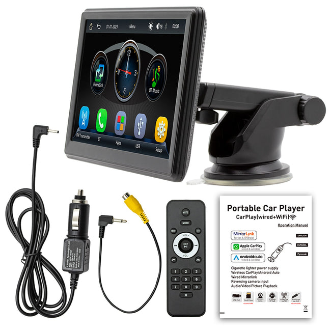 7" Wireless Carplay Bluetooth Stereo Radio FM Car MP5 Player + 4 LED Camera