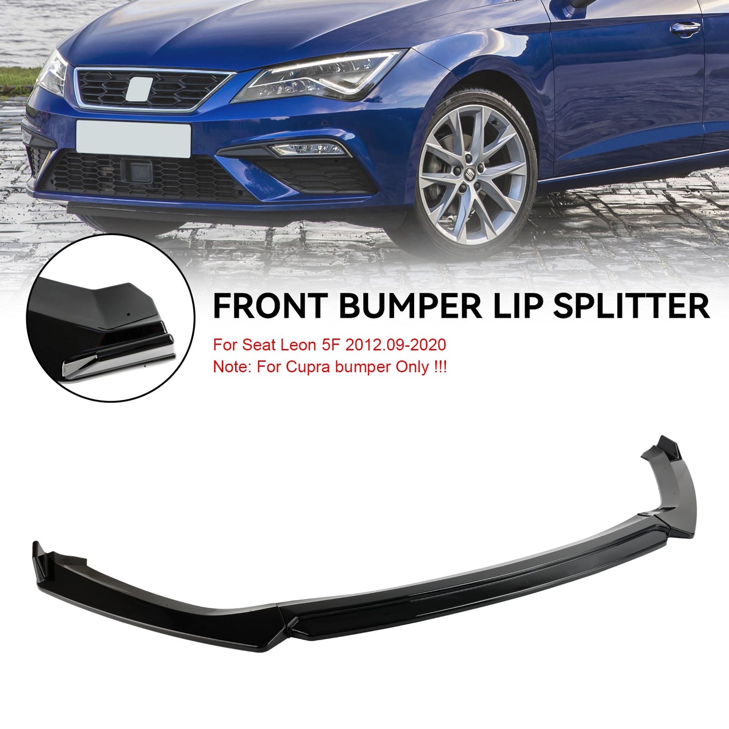 2012-2020 Seat Leon 5F Front Spoiler Lip Performance Gloss Black