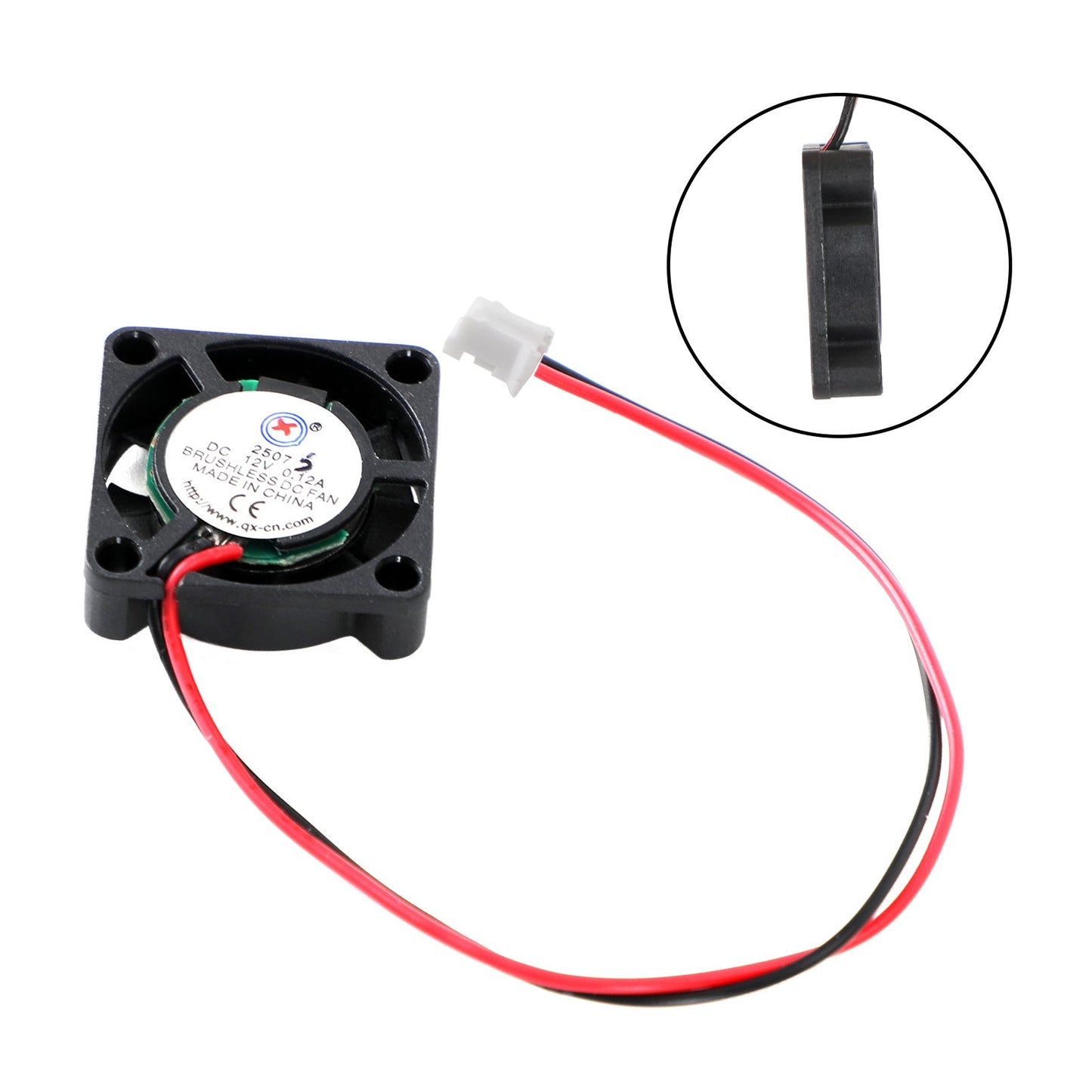 1Pc Brushless DC Cooling Blower Fan 12V 0.12A 2507S 25x25x7mm Sleeve 2 Pin Wire