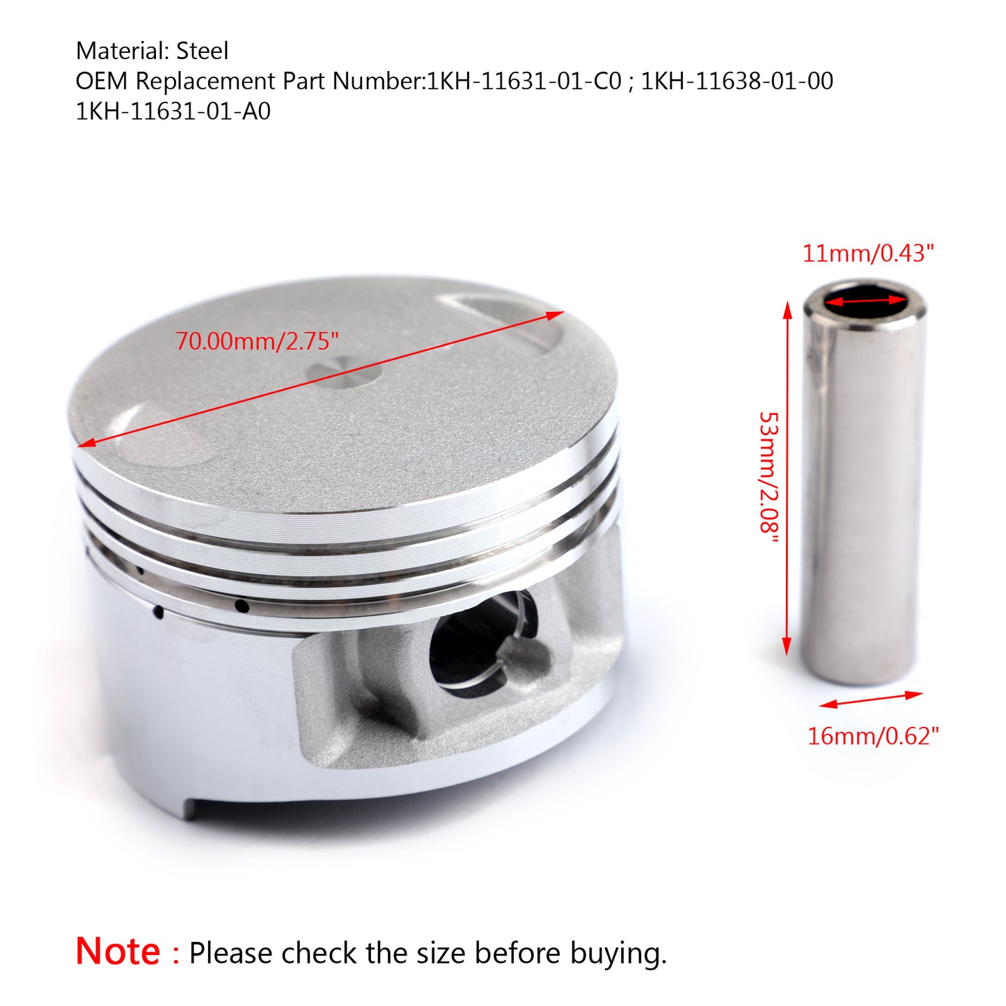 STD 70.00mm 1KH-11631-01-A0 Piston Kit Fits Yamaha XT225 XT 225 1987-2007