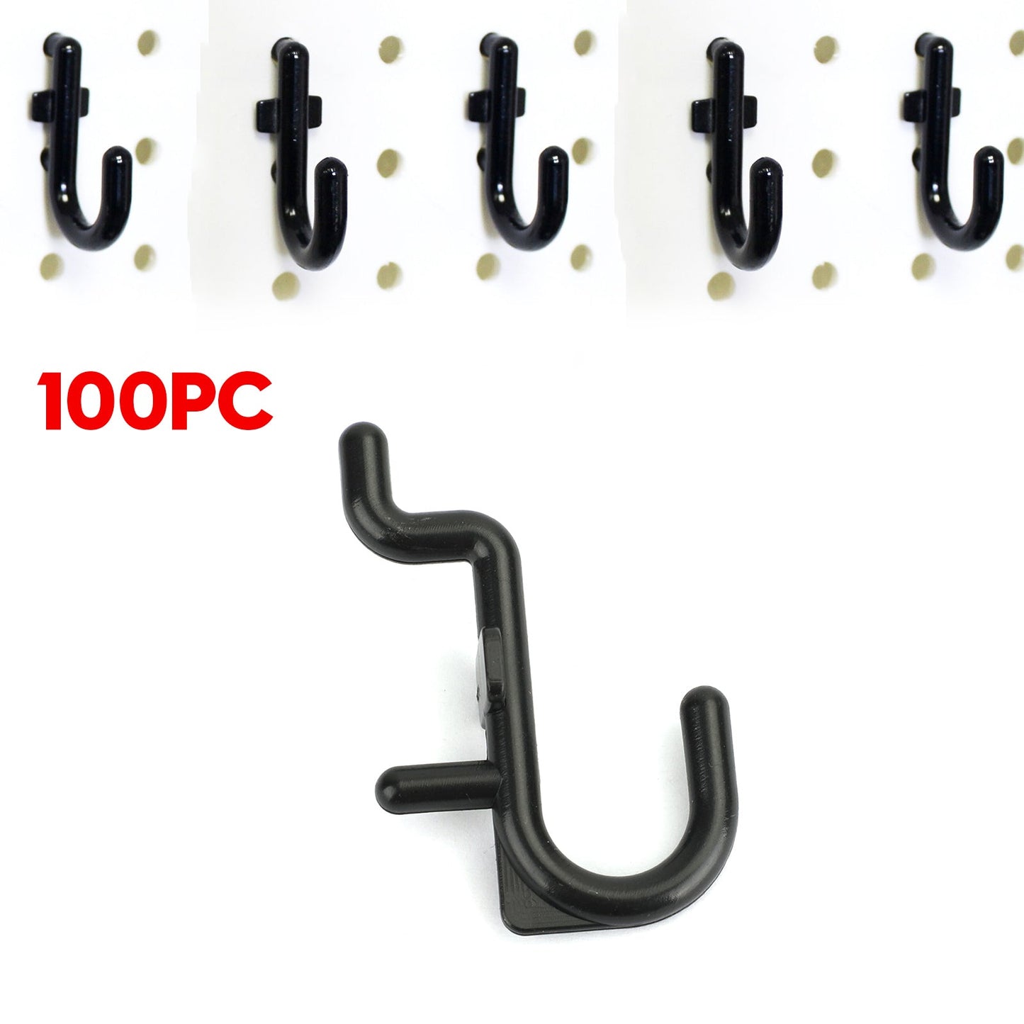 Areyourshop Peg Board Hook Kit Garage Tool Storage Pegboard 100pieces J Hook Locking Plastic