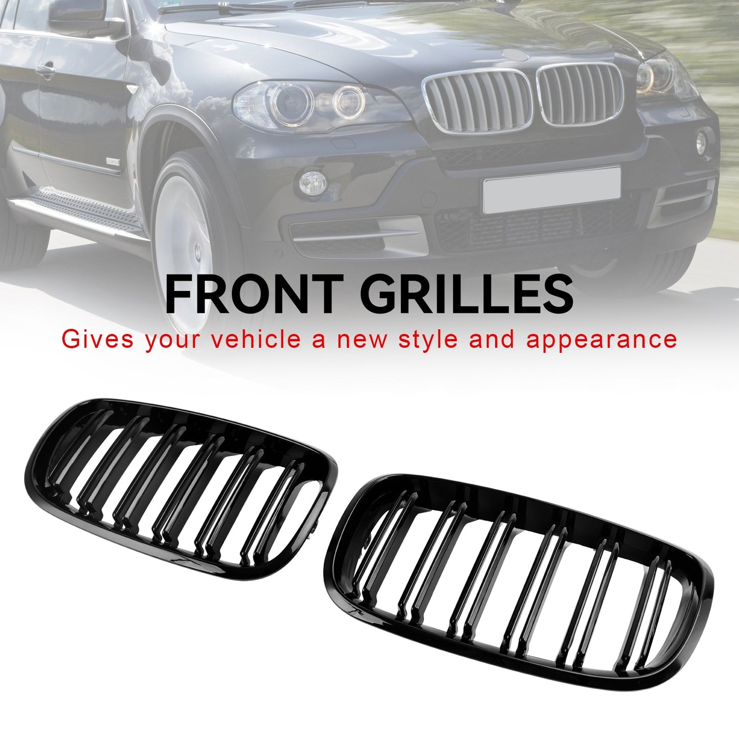 BMW X6 Hybrid E72 2008-2011 Front Bumper Kidney Grille Grill Gloss Black