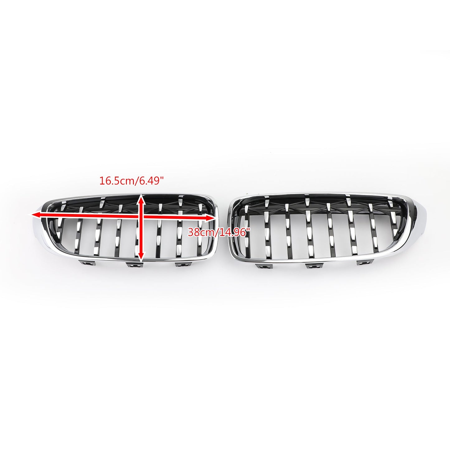 Pair Chrome Diamond Front Upper Grille For BMW 4 Series F32 F33 F36 F82 14-2018