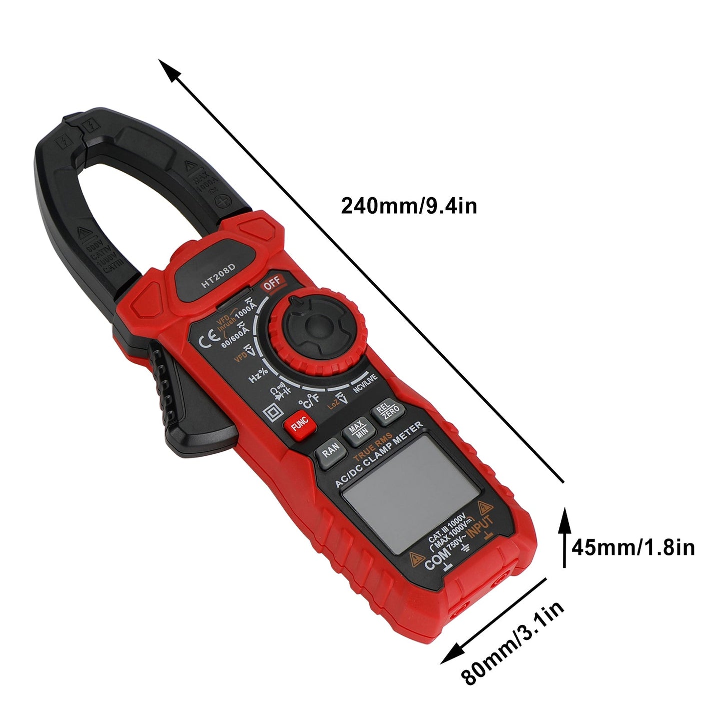 HT208D Digital Clamp Meter AC DC 6000 Counts Ture RMS Multimeter Tester