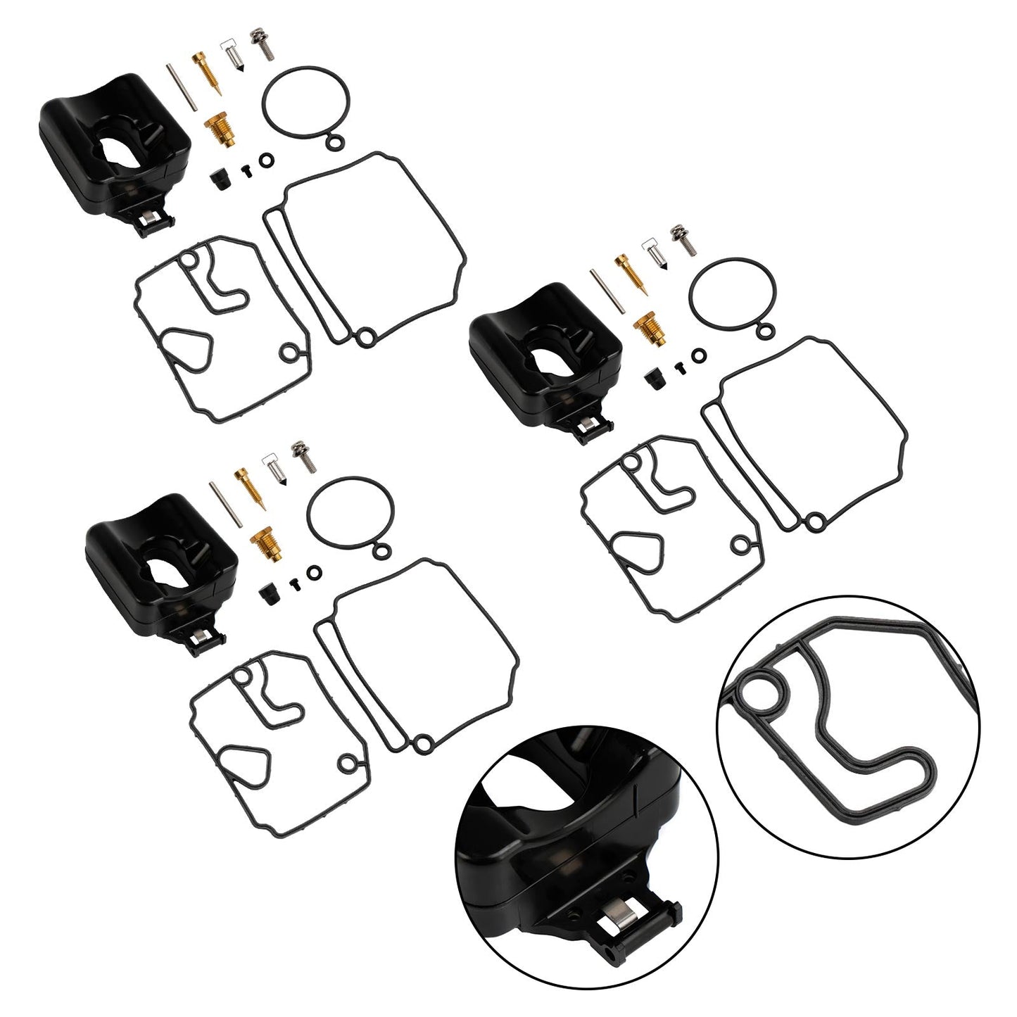 3X Carburetor Carb Rebuild Kit fit for Yamaha 2 Stroke 40HP 50HP Outboard Motor