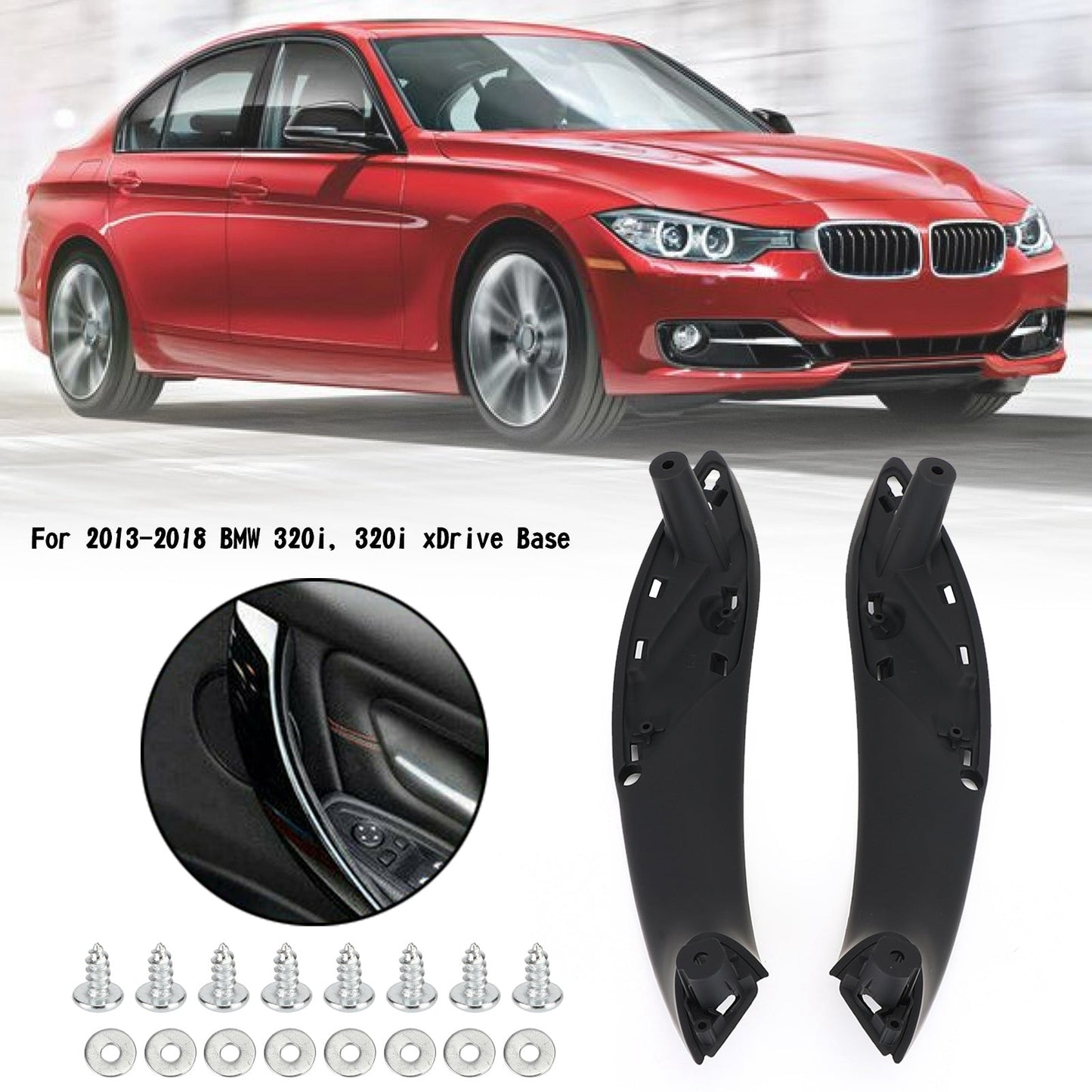 Black Front L+R Handle Inner Door Pull Handle For BMW F30 F34 F35 2013+