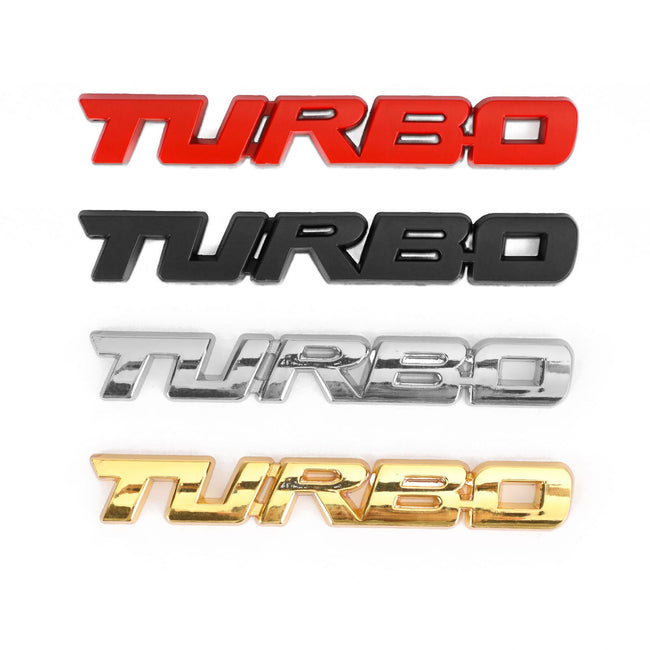 Metal 3D Turbo Logo Car Emblem Badge Sticker Trunk Bumper Decal Gold