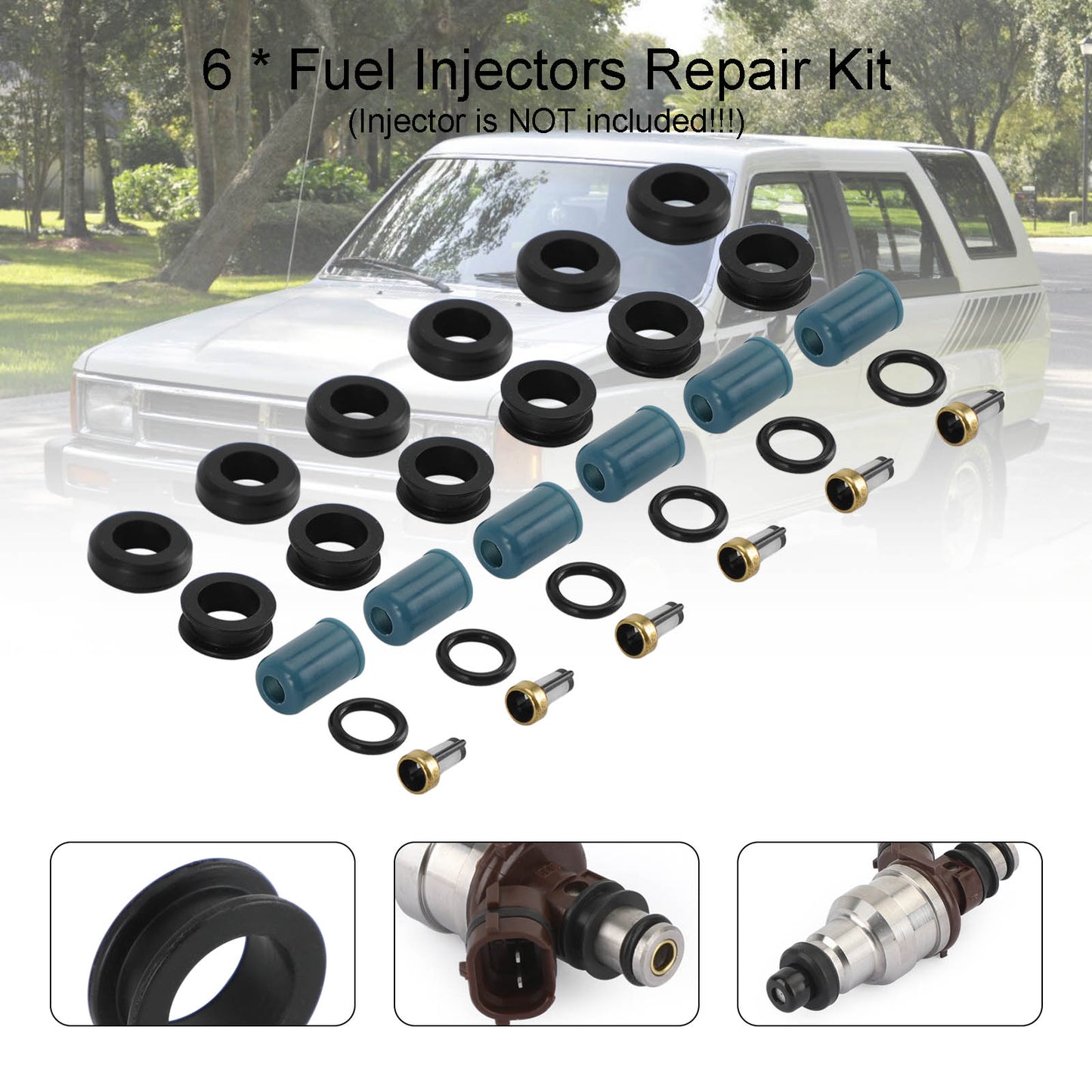 6PCS Fuel Injectors Repair Seal Rebuild Kit fit Toyota 3VZE 1988-1995 3.0L Truck