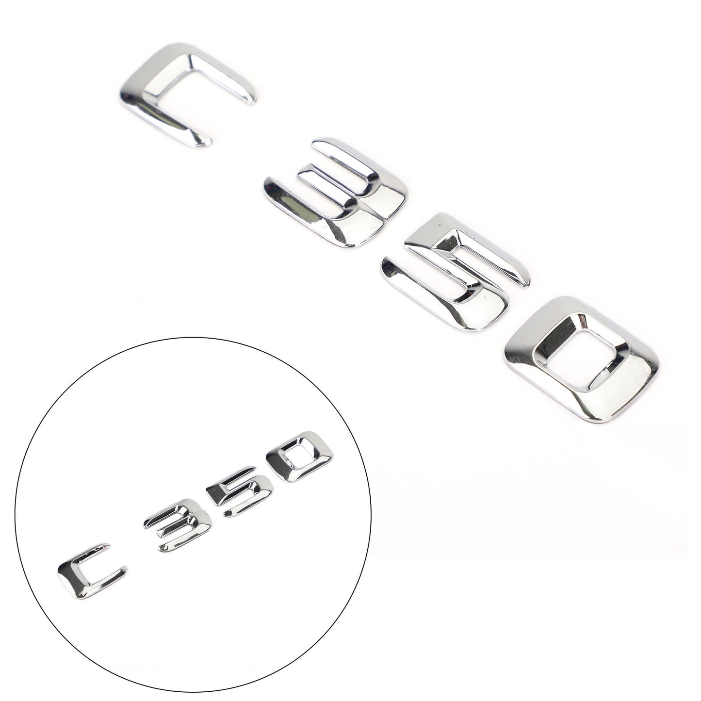 Rear Trunk Emblem Badge Nameplate Decal Letters Numbers Fit Mercedes C350 Chrome