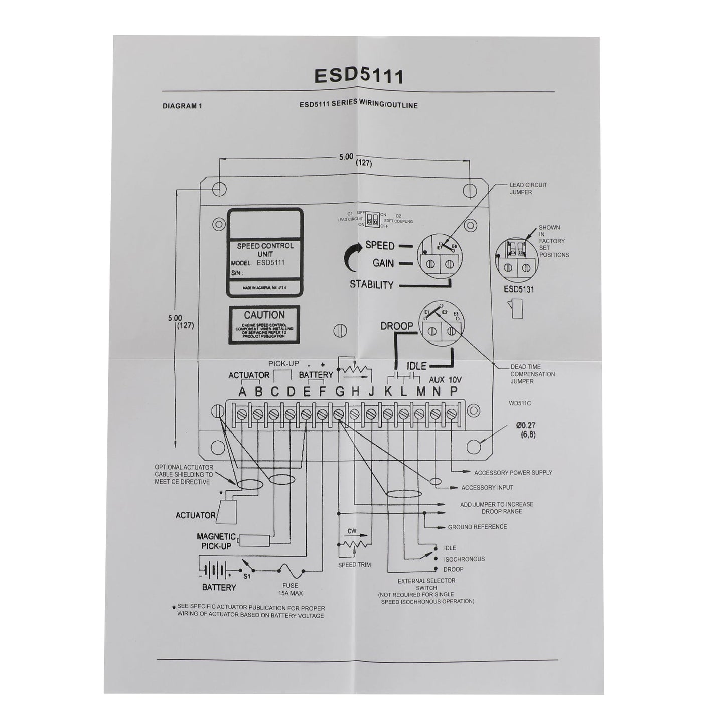 ESD5111 Electronic Engine Speed Controller Governor For Generator Genset Parts