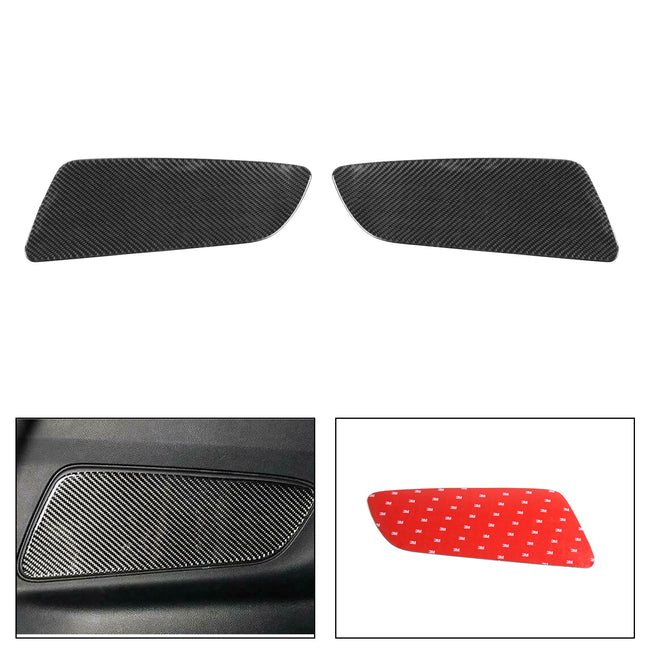 Real Carbon Fiber Rear Seat Door Panel Cover Trim For Ford Mustang 2015-2019