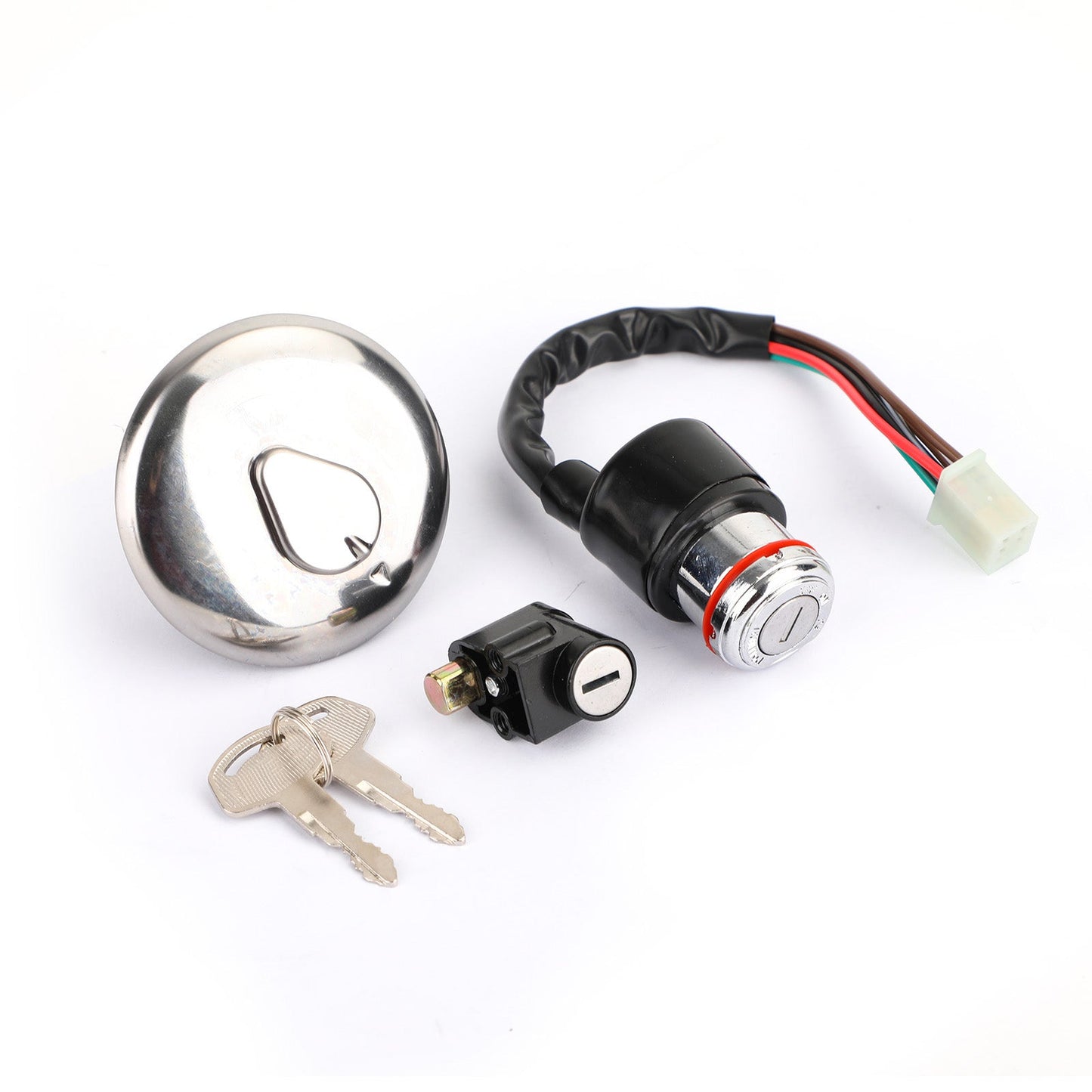 Ignition Switch Fuel Gas Cap Steering Lock Set w/Keys Fit For Suzuki GN125 1982-2001