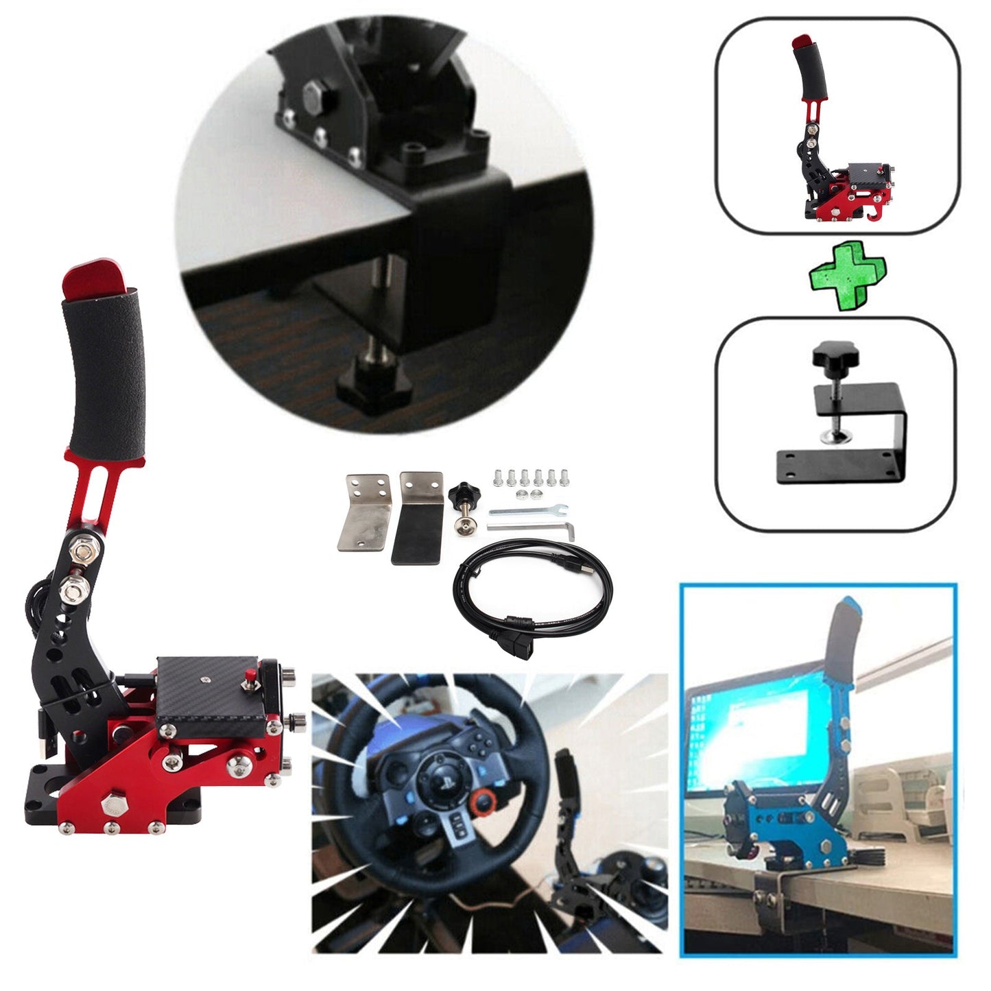 G920 14Bit X1 XBOX USB SIM Handbrake Kits for Racing Games Steering Wheel Stand